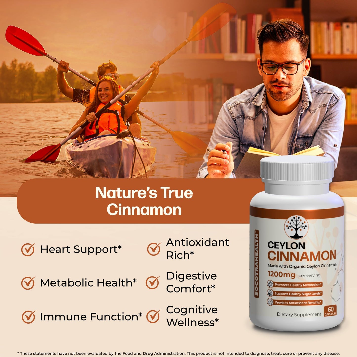 Socotra Health Ceylon Cinnamon Capsules, 60 Count