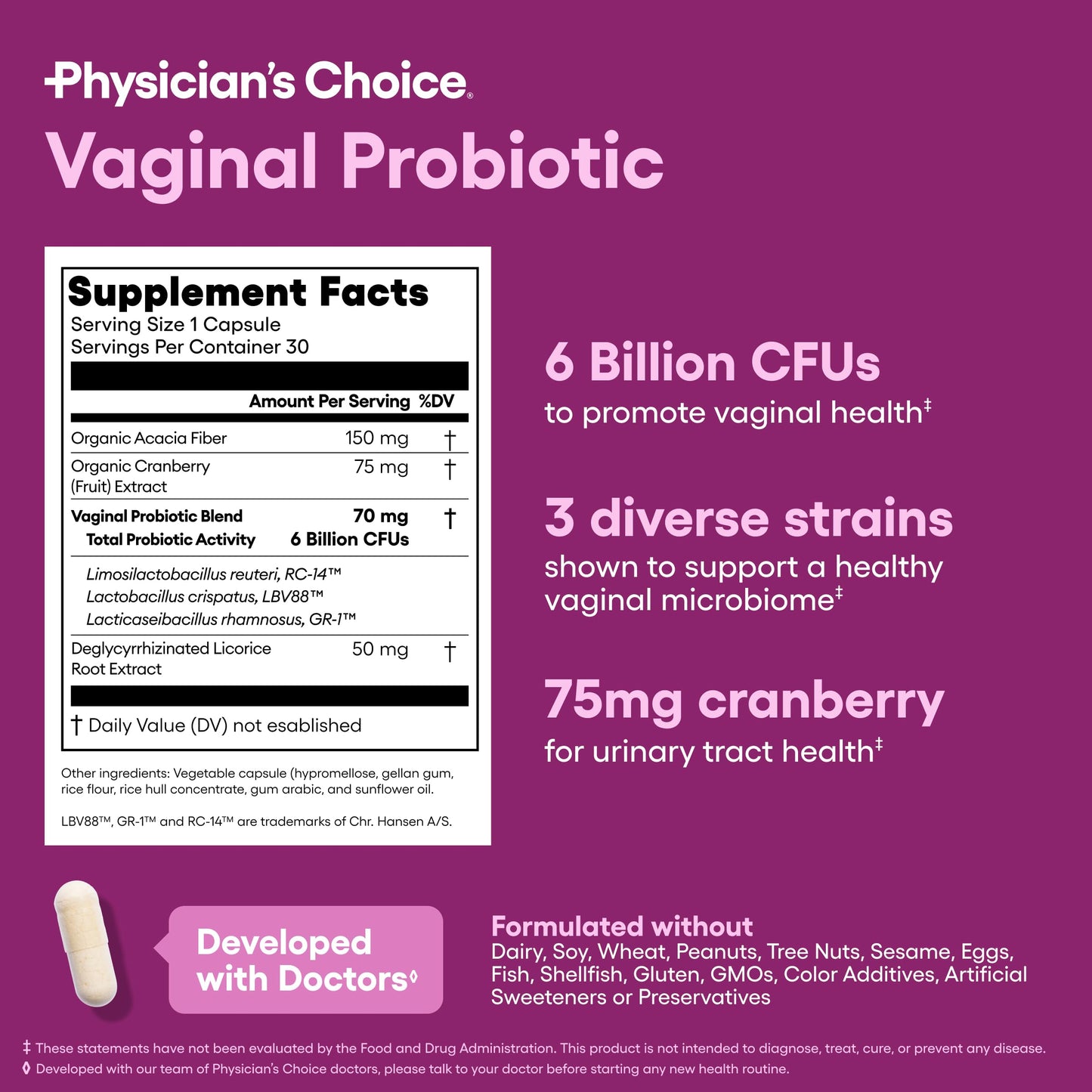 Physician's CHOICE Feminine Power Duo Bundle Vaginal Probiotic + Women's Probiotic Capsules, 60 Count