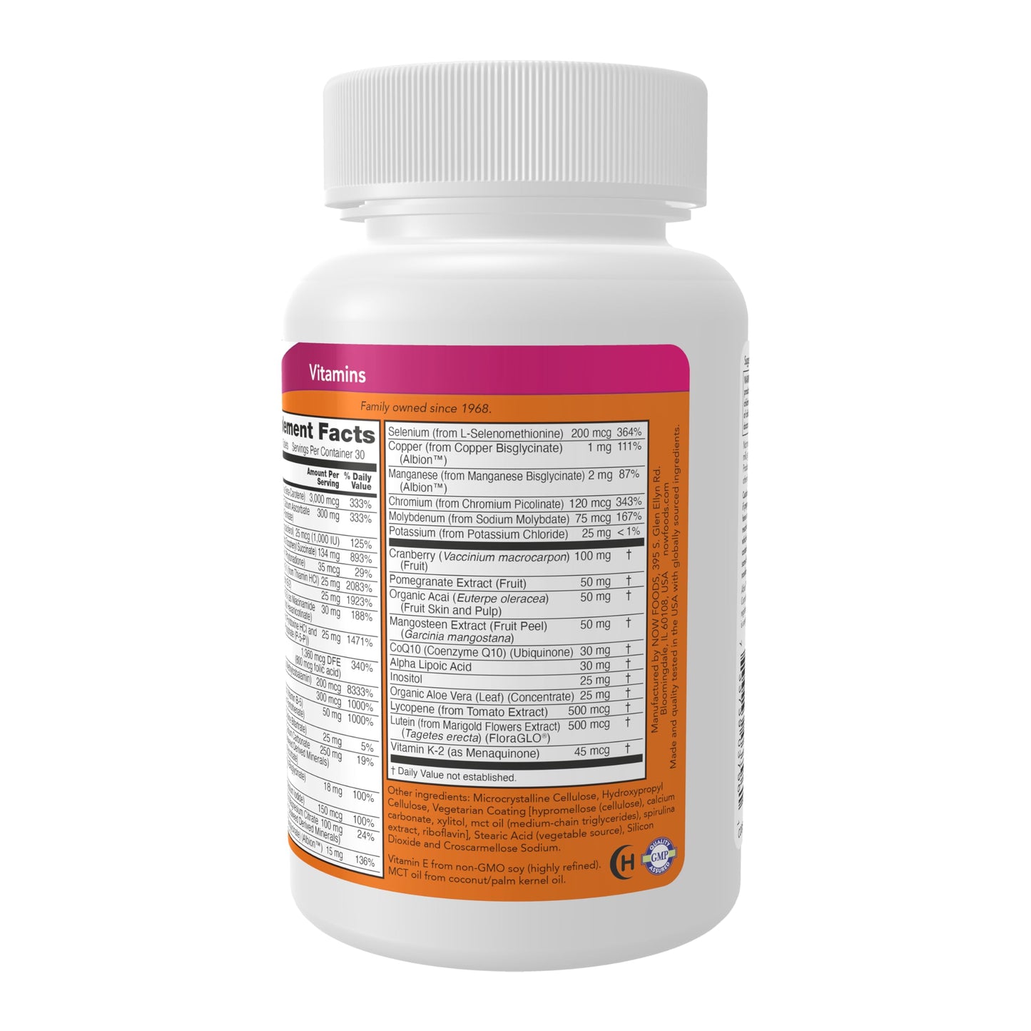 NOW Foods Eve Women's Multivitamin with Cranberry, Alpha Lipoic Acid and CoQ10, plus Superfruits - Pomegranate, Acai & Mangosteen, 90 Tablets