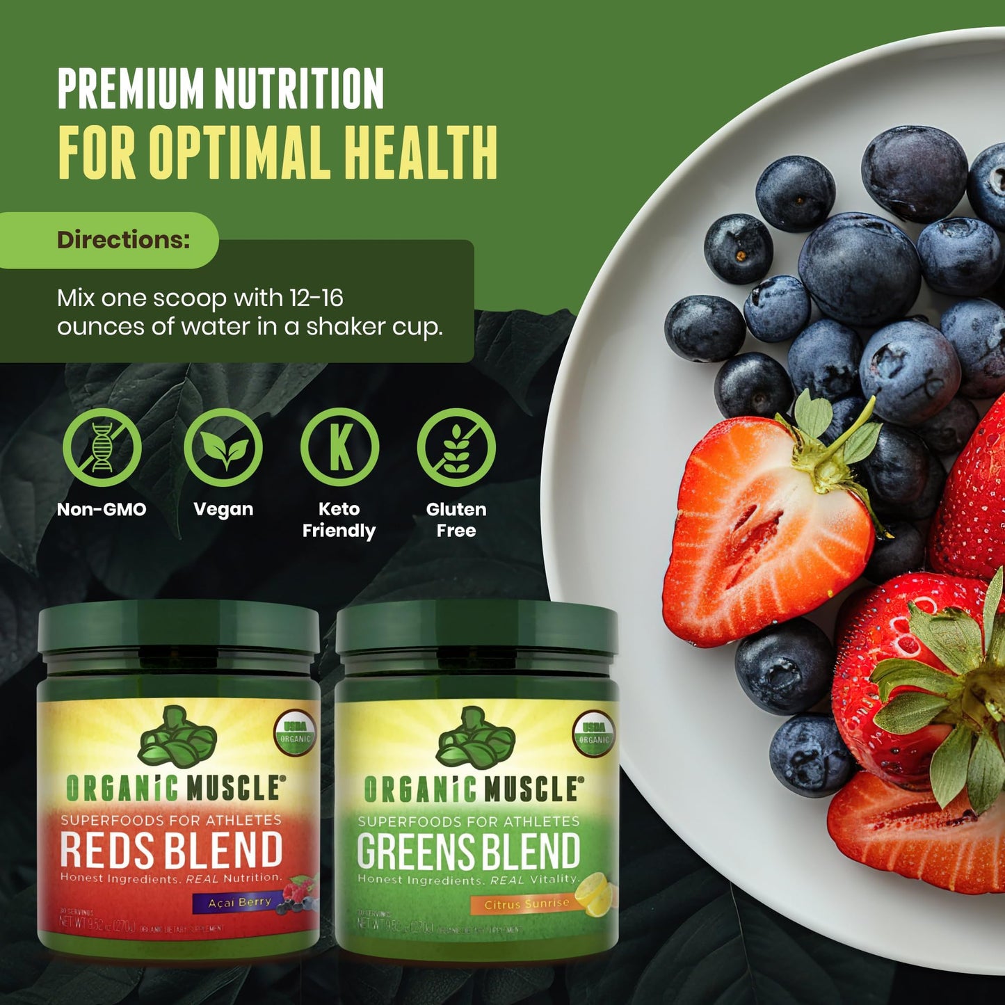 Organic Muscle Super Greens Powder 30 Servings