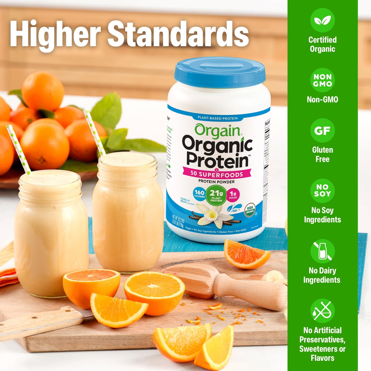 Orgain Organic Vegan Protein + 50 Superfoods Powder Vanilla Bean, 32.32 oz