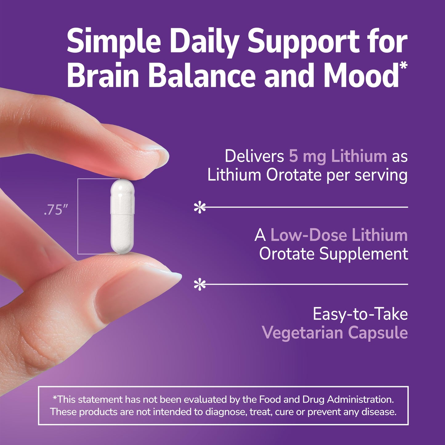 21st Century Lithium Orotate 5mg, 120 Capsules