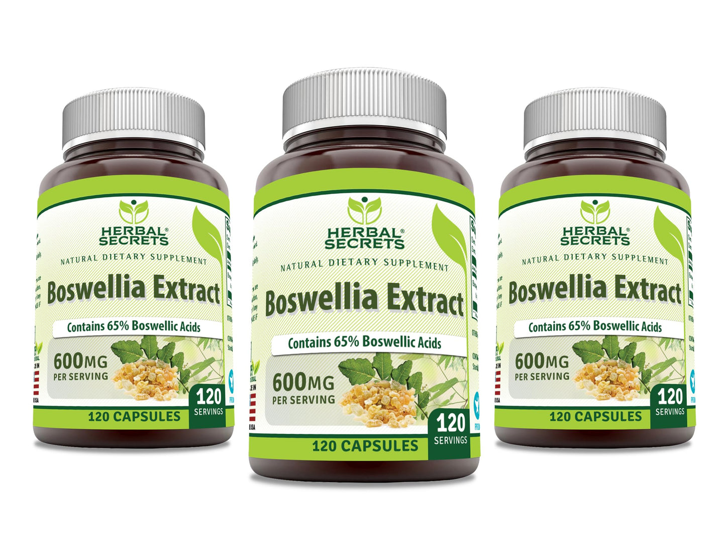Herbal Secrets Boswellia Serrata Extract (65% Boswellic Acids) 600 mg Capsules, 1 Count