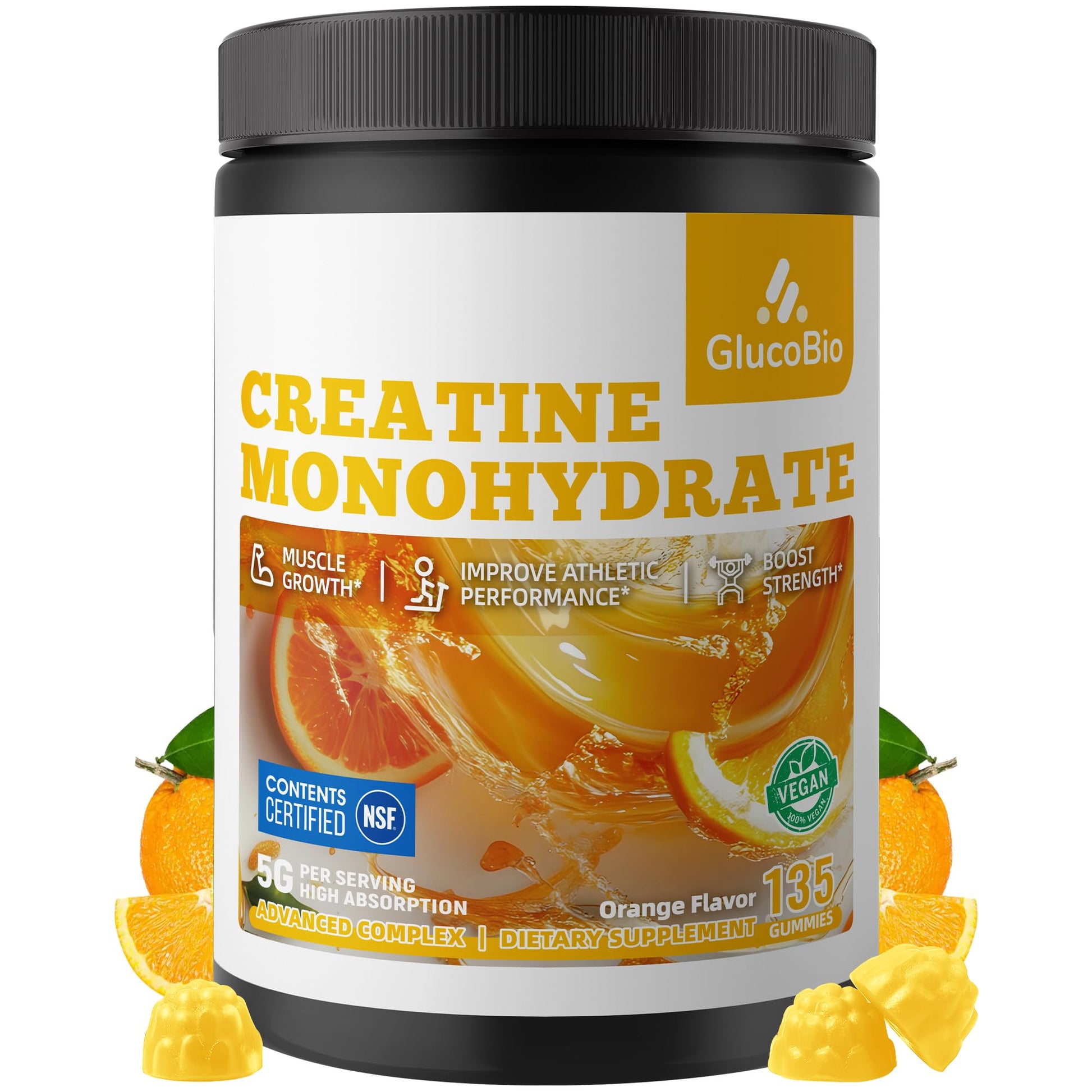 GlucoBio Creatine Monohydrate Gummies 135 Count
