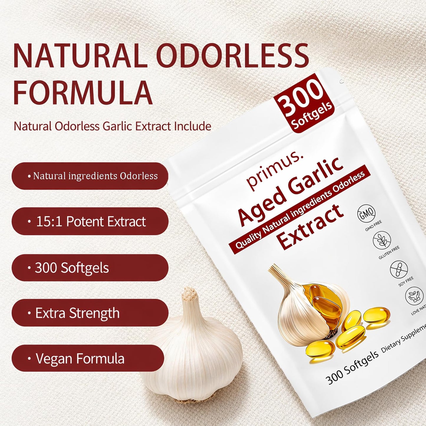 TAFUTY Aged Garlic Extract 300 Capsules