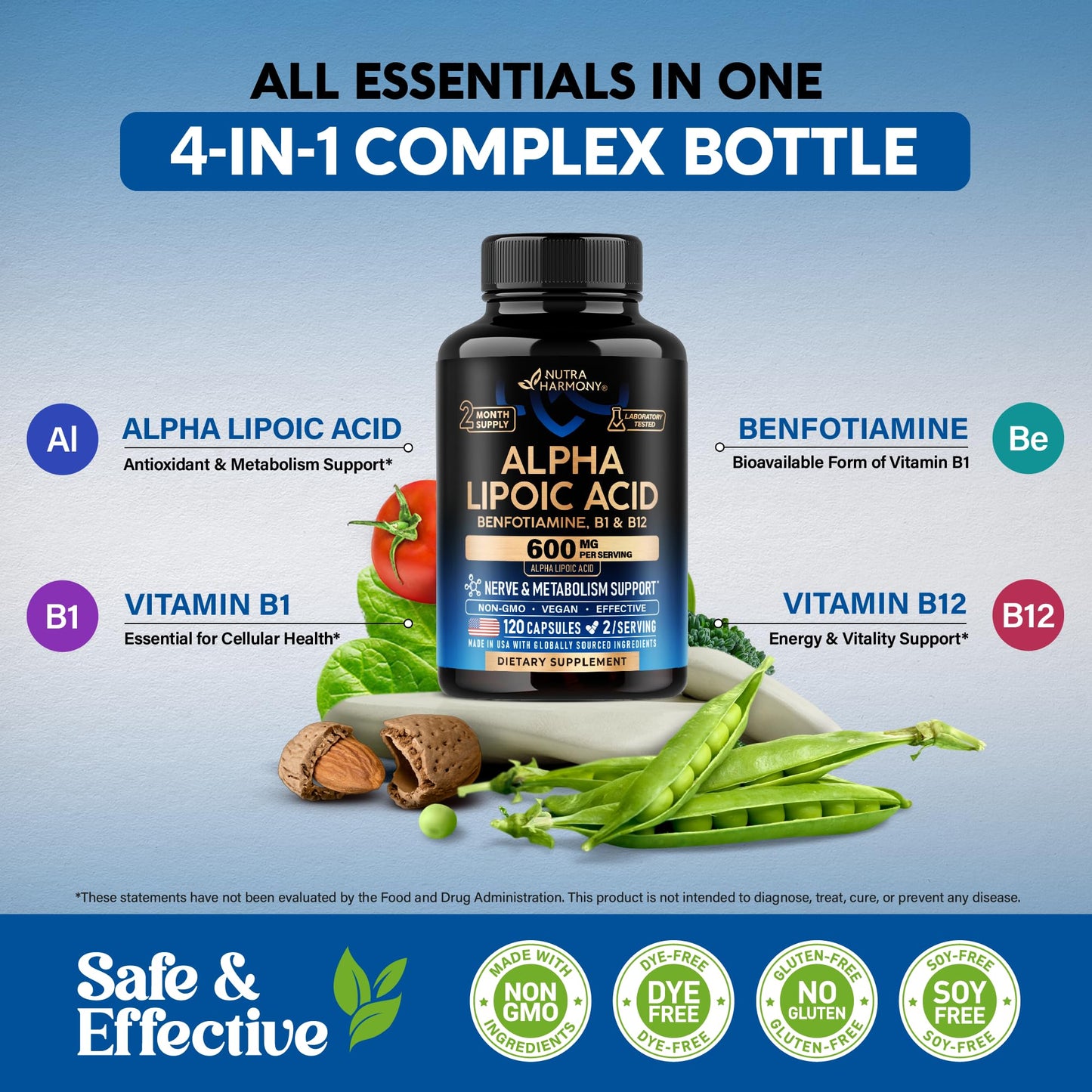 NUTRAHARMONY Alpha Lipoic Acid 600mg Capsules 120
