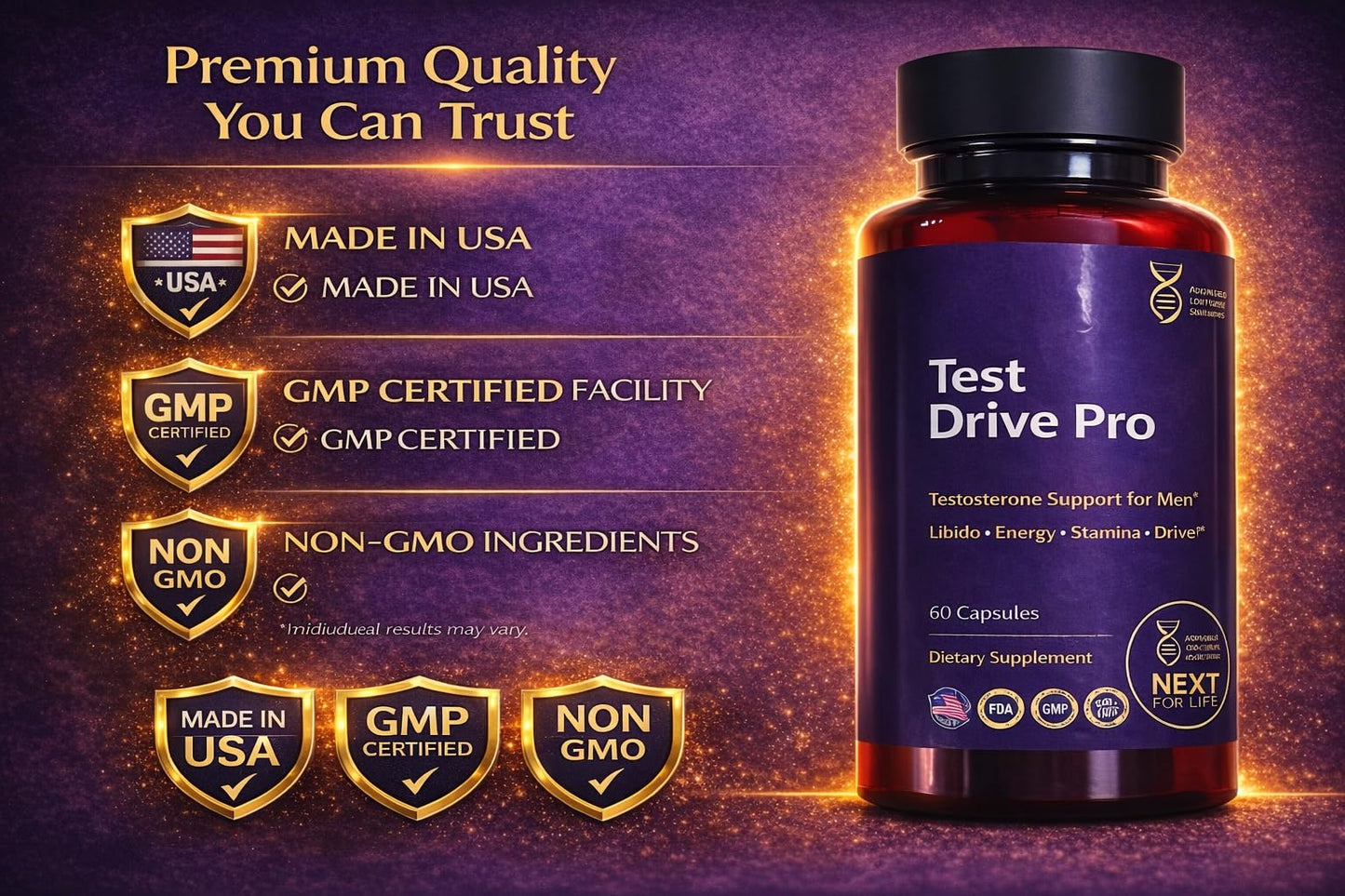 Next For Life Testo Booster for Men Capsules, 30 Count