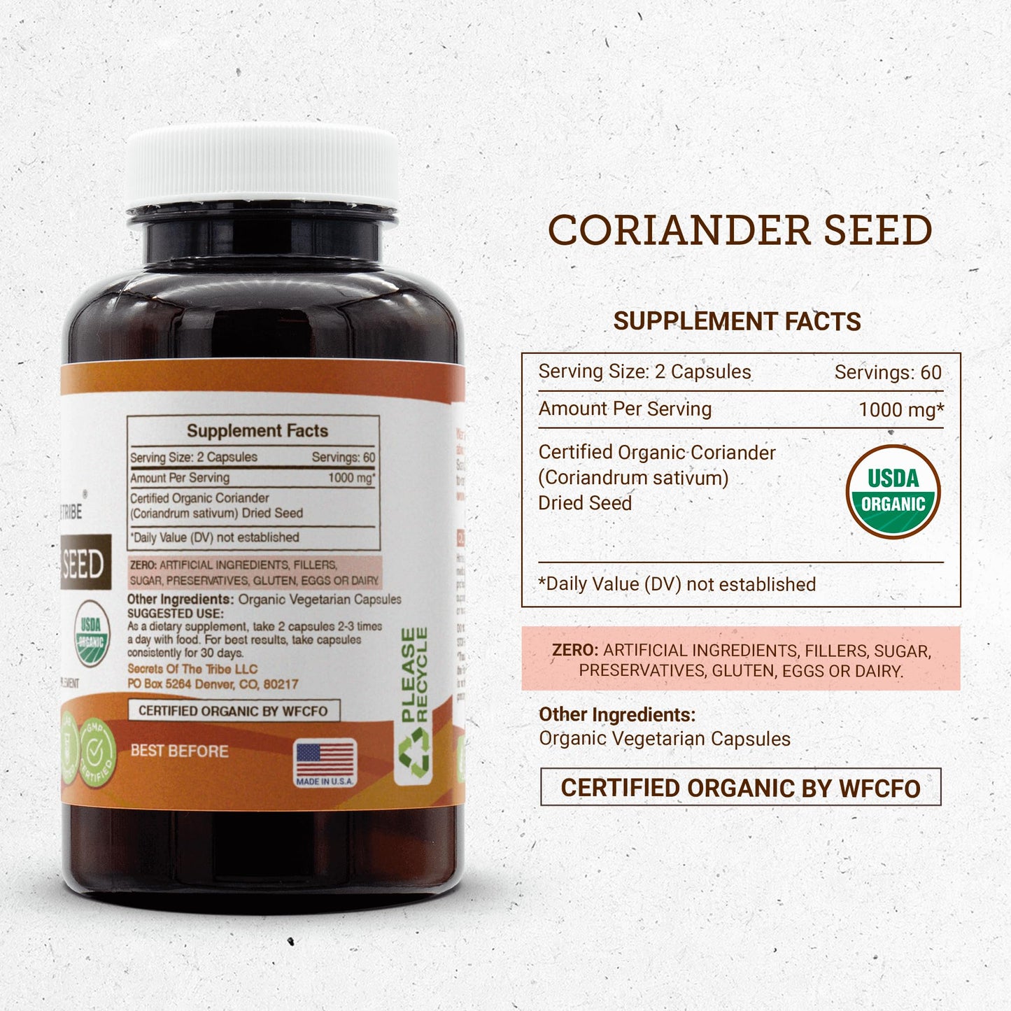 Secrets of the Tribe Coriander Seed Capsules, 120 Count