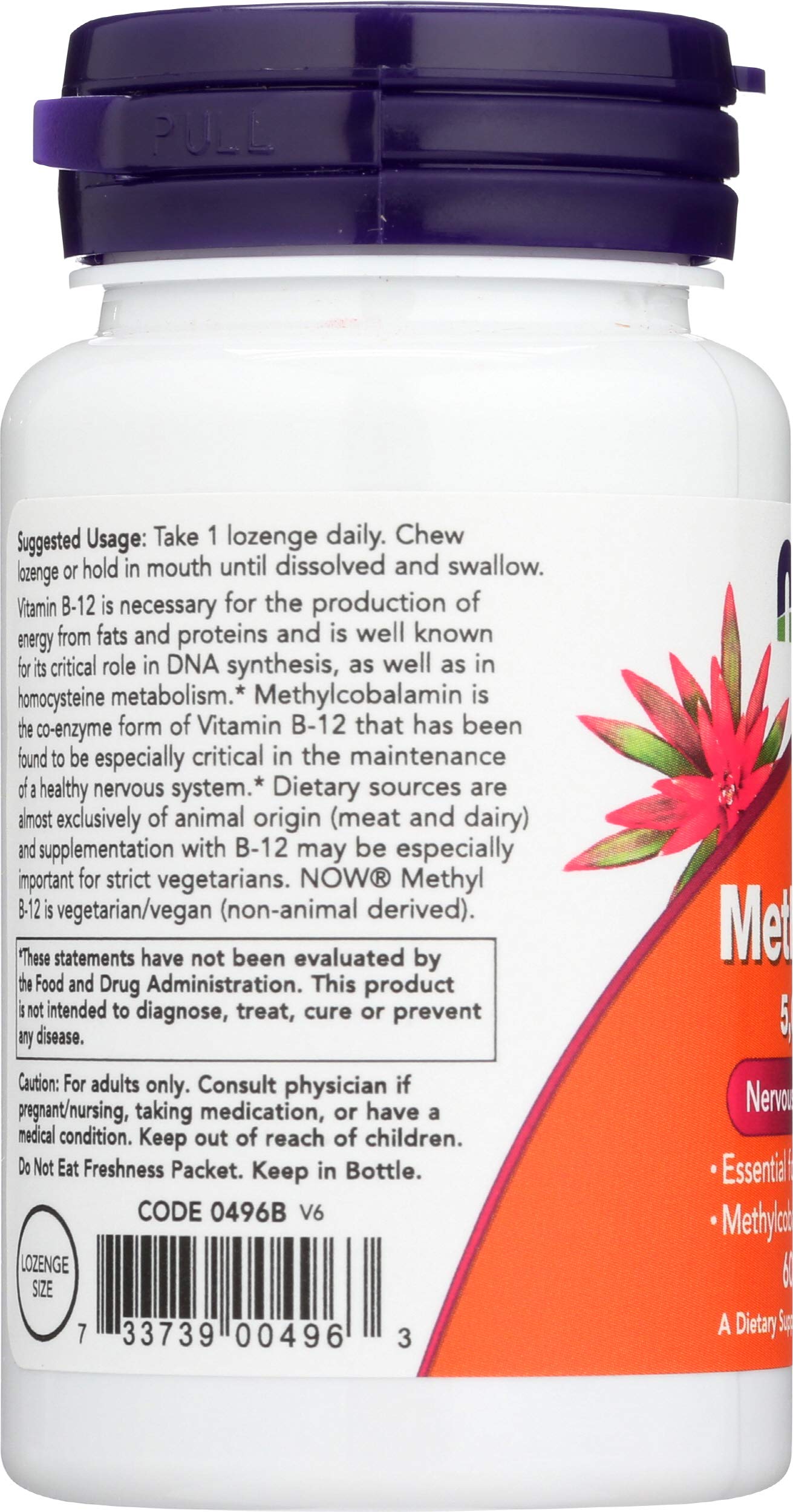NOW Foods B12 Brain Lozenges Vitamin, 60 Lozenges