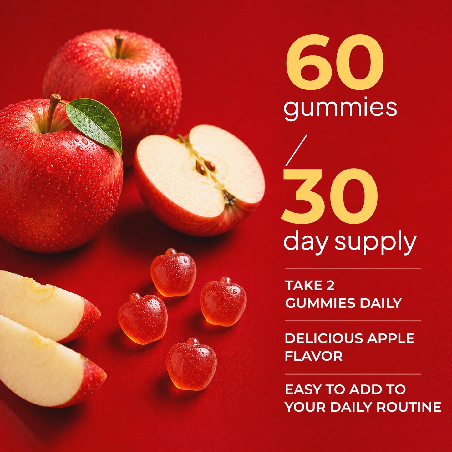 Nature's Key Apple Cider Vinegar Gummies 1000mg ACV with B12, Folic Acid, Vitamin B6, Beetroot & Pomegranate - Vegan, Non-GMO, Gluten Free, 60 Gummies