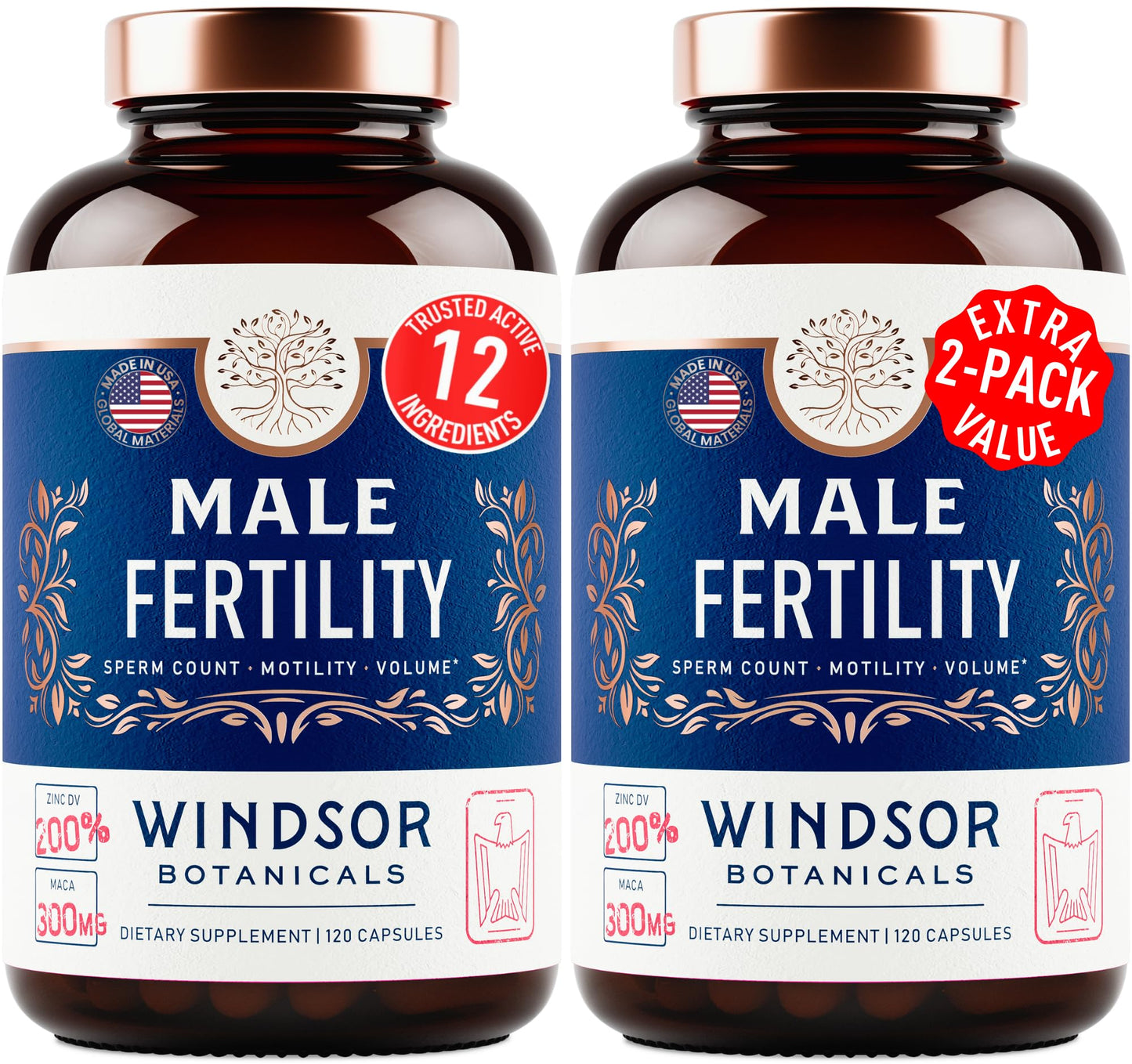 Windsor Botanicals Fertility Supplements for Men Prenatal Vitamins 240 Capsules