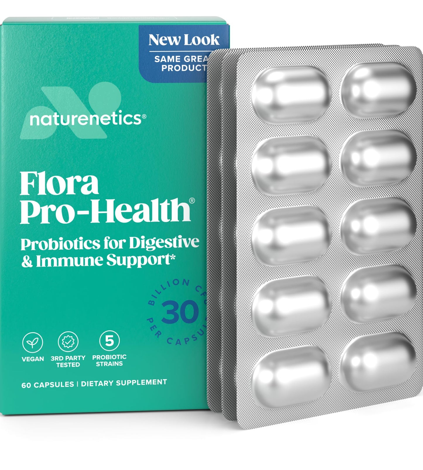 Naturenetics Probiotics for Digestive Health – Individually Sealed, 30 Billion CFU Capsule, 60 Count