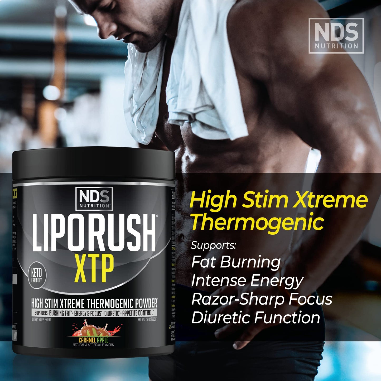 LIPORUSH NDS Nutrition XTP Thermogenic Fat Burner with L-Carnitine Powder, 7.9 Ounce
