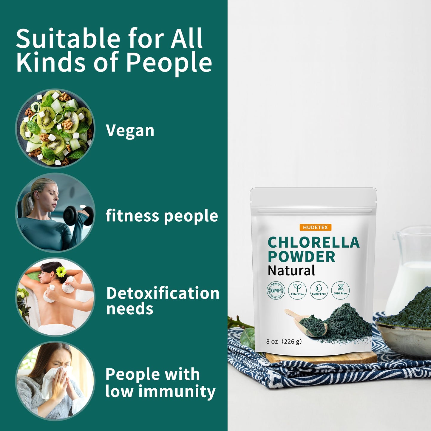 Hudetex Chlorella Powder 8 oz