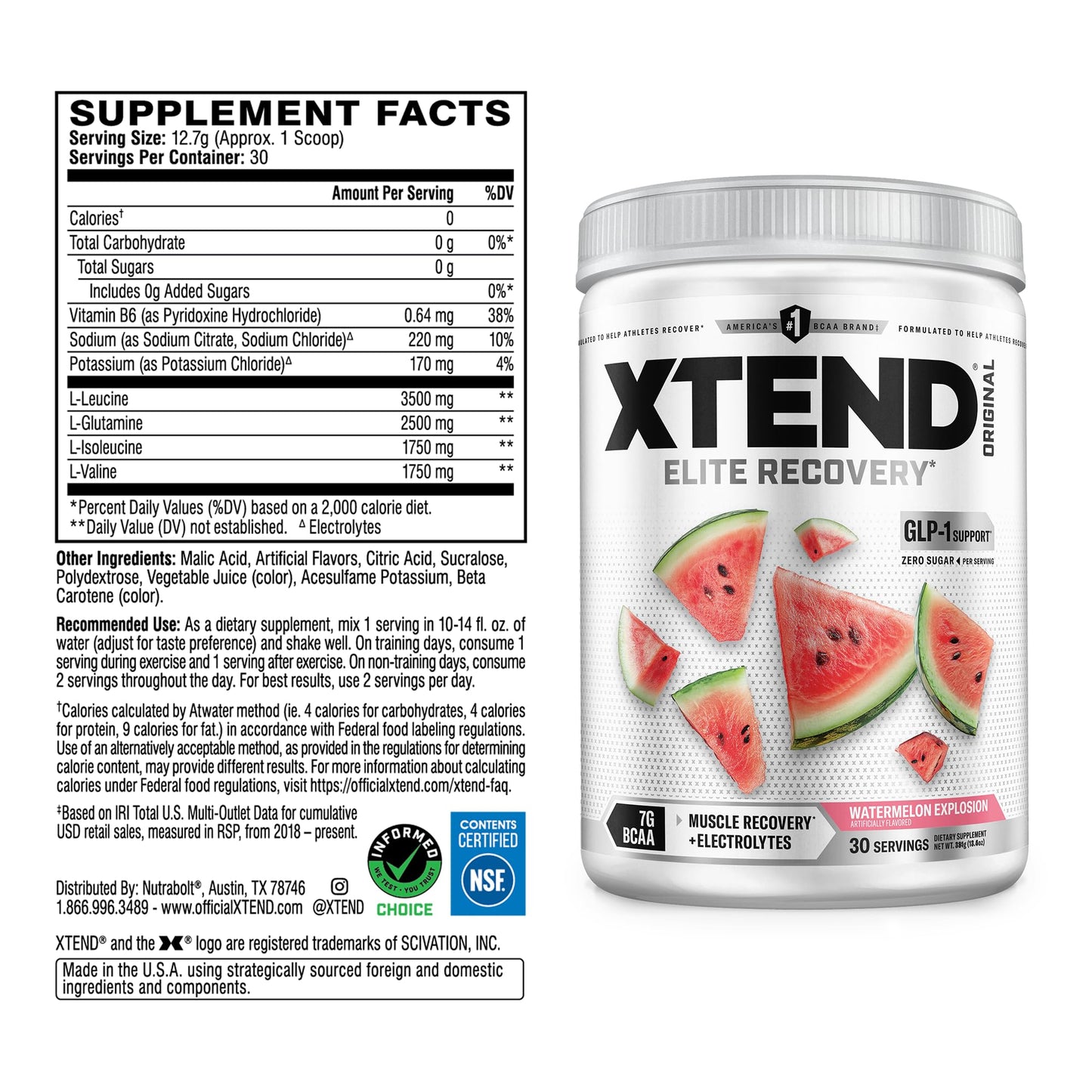 Xtend Original BCAA Powder Watermelon Explosion 13.2 oz