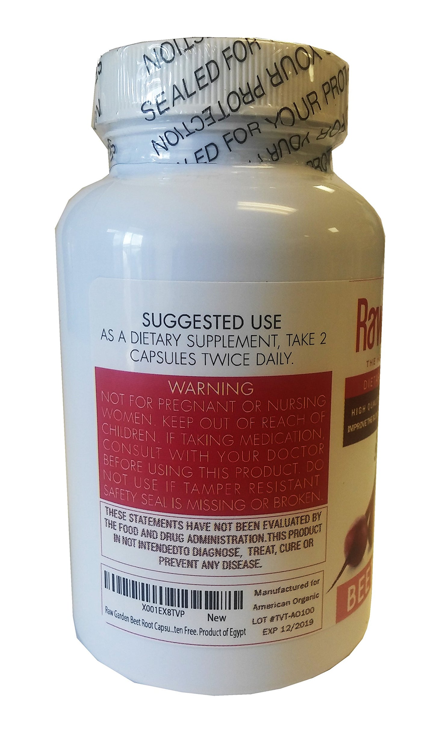 Raw Garden Beet Root Vegetarian Capsules 200 Count