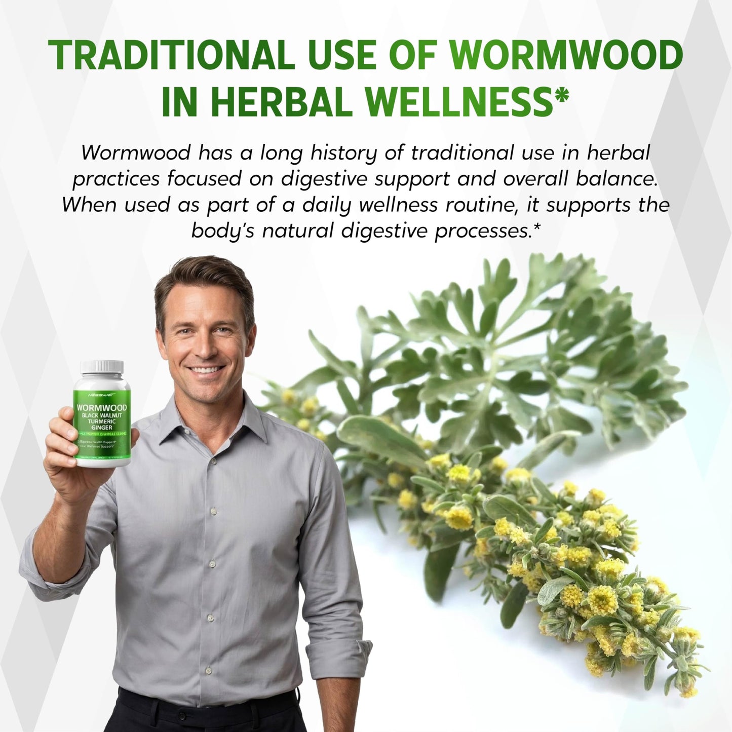 NESSARIT Wormwood Capsules with Black Walnut, Turmeric, Ginger, Whole Cloves, Fennel, Peppermint & Black Pepper, Botanical Supplement, 150 Count