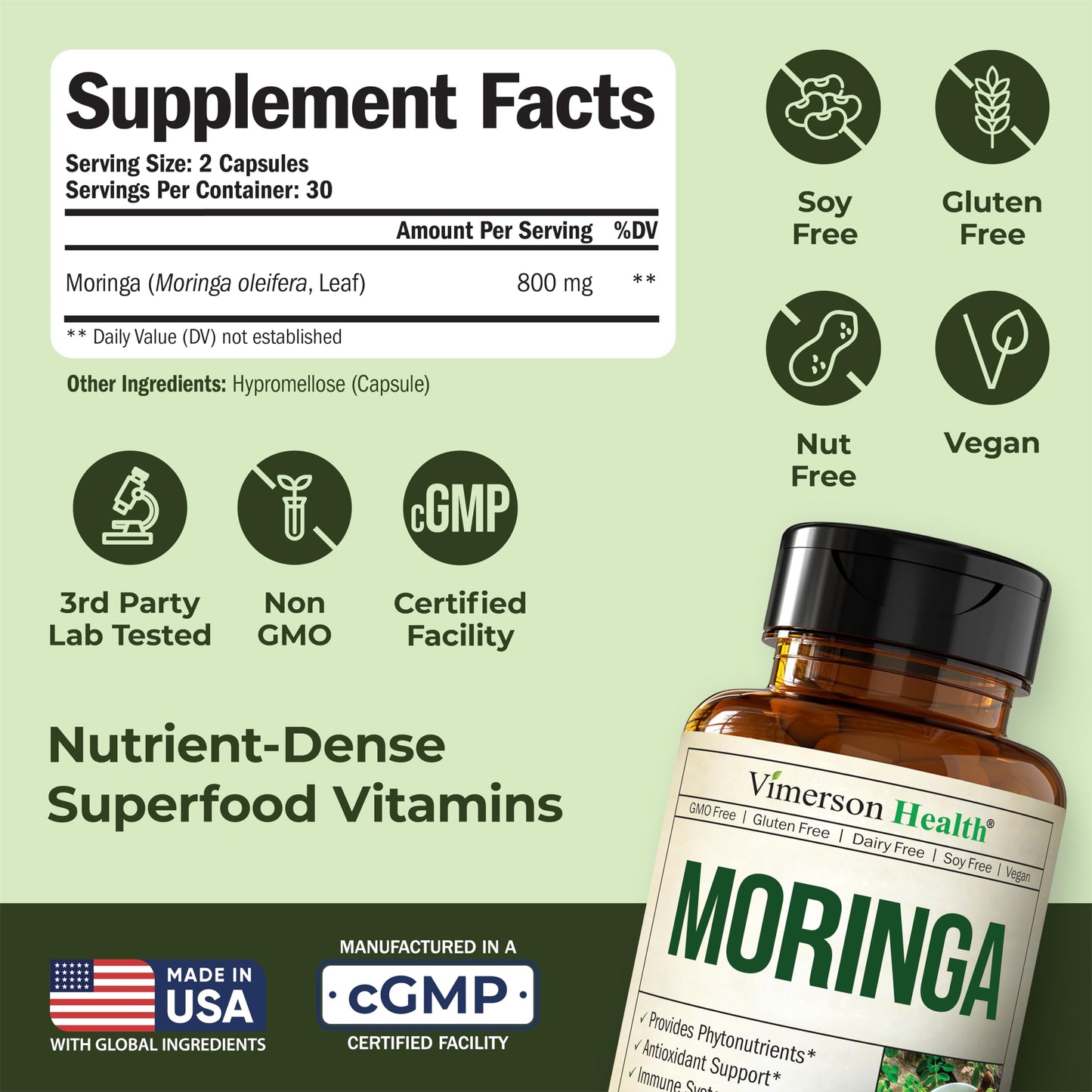 Vimerson Health Moringa Capsules, 60 Capsules