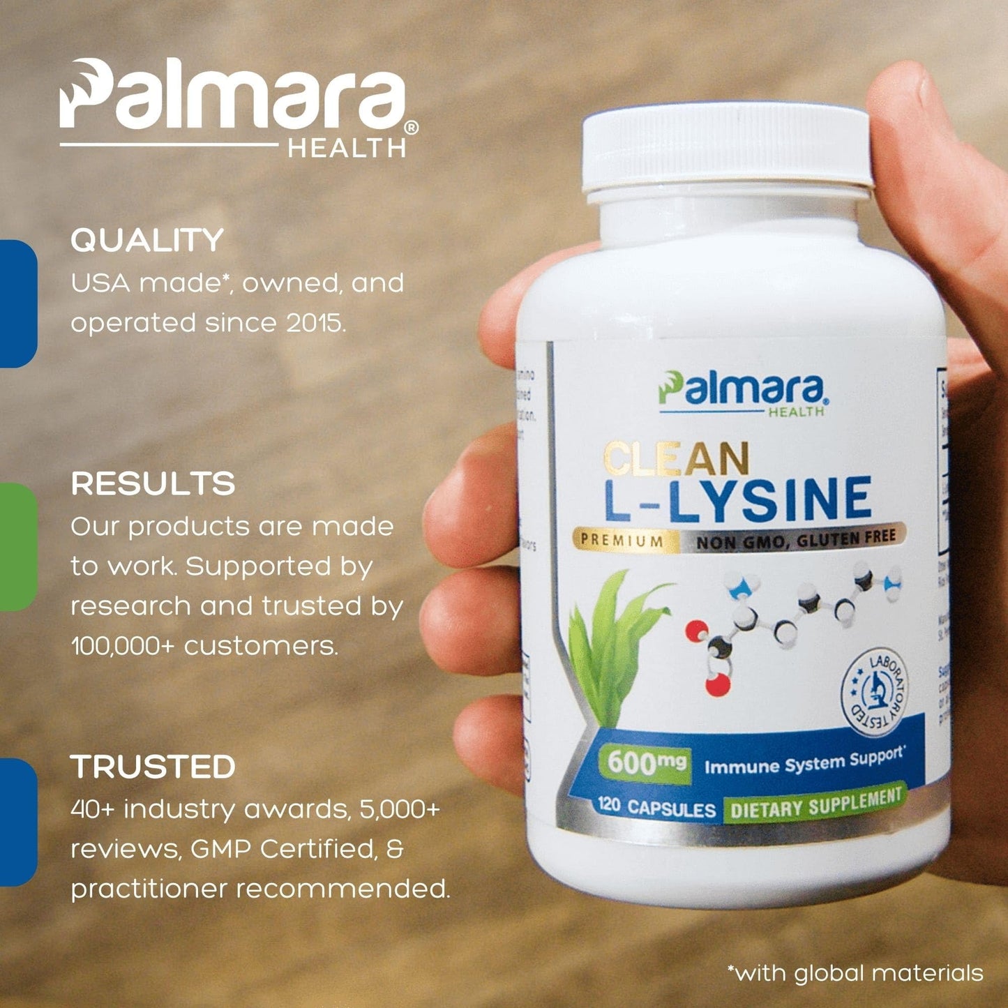 Palmara Health Clean L-Lysine 600mg Capsules, 120 Count