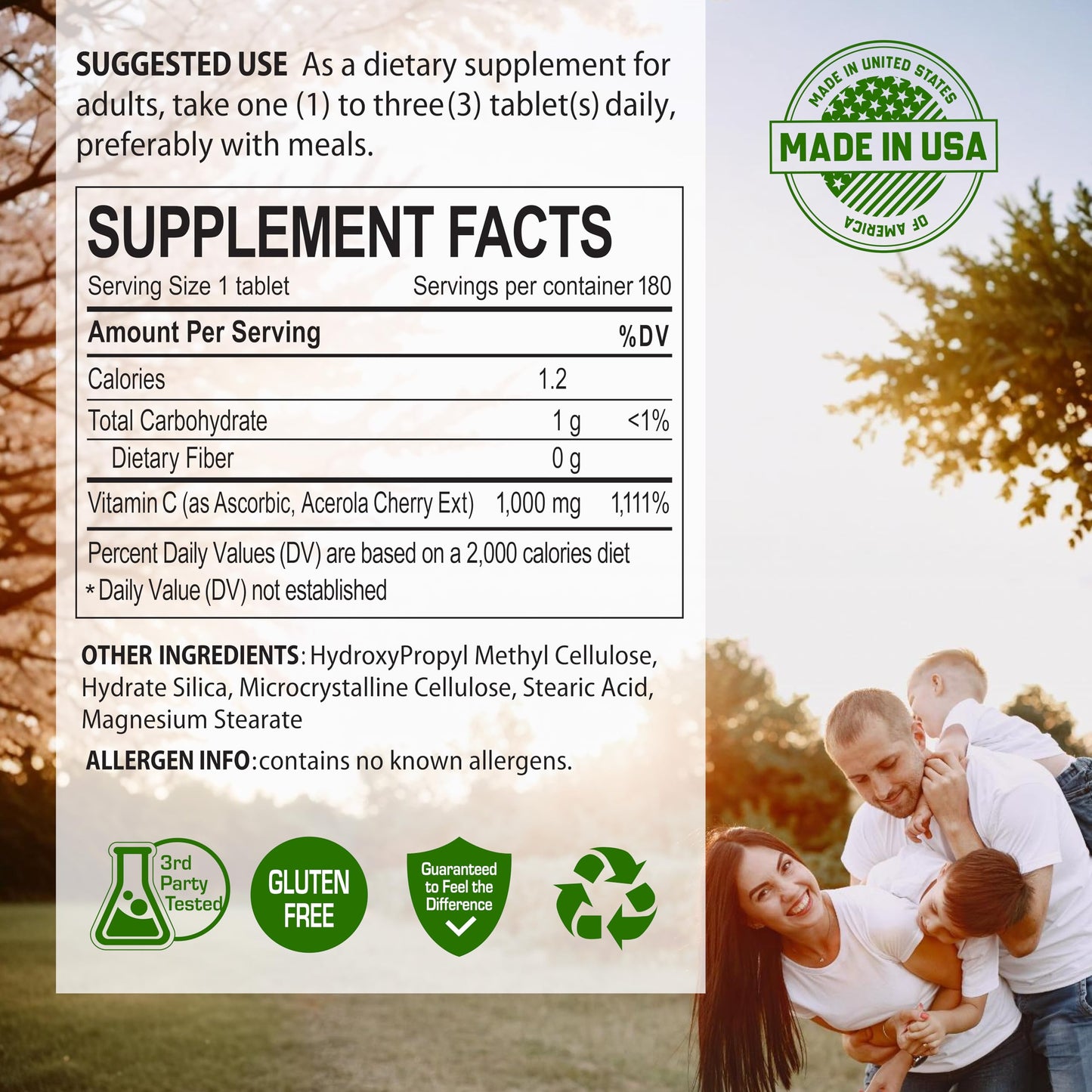 NANOWELL Acerola Cherry Vitamin C 1000mg Tablets, Immune Support, 540 Tablets