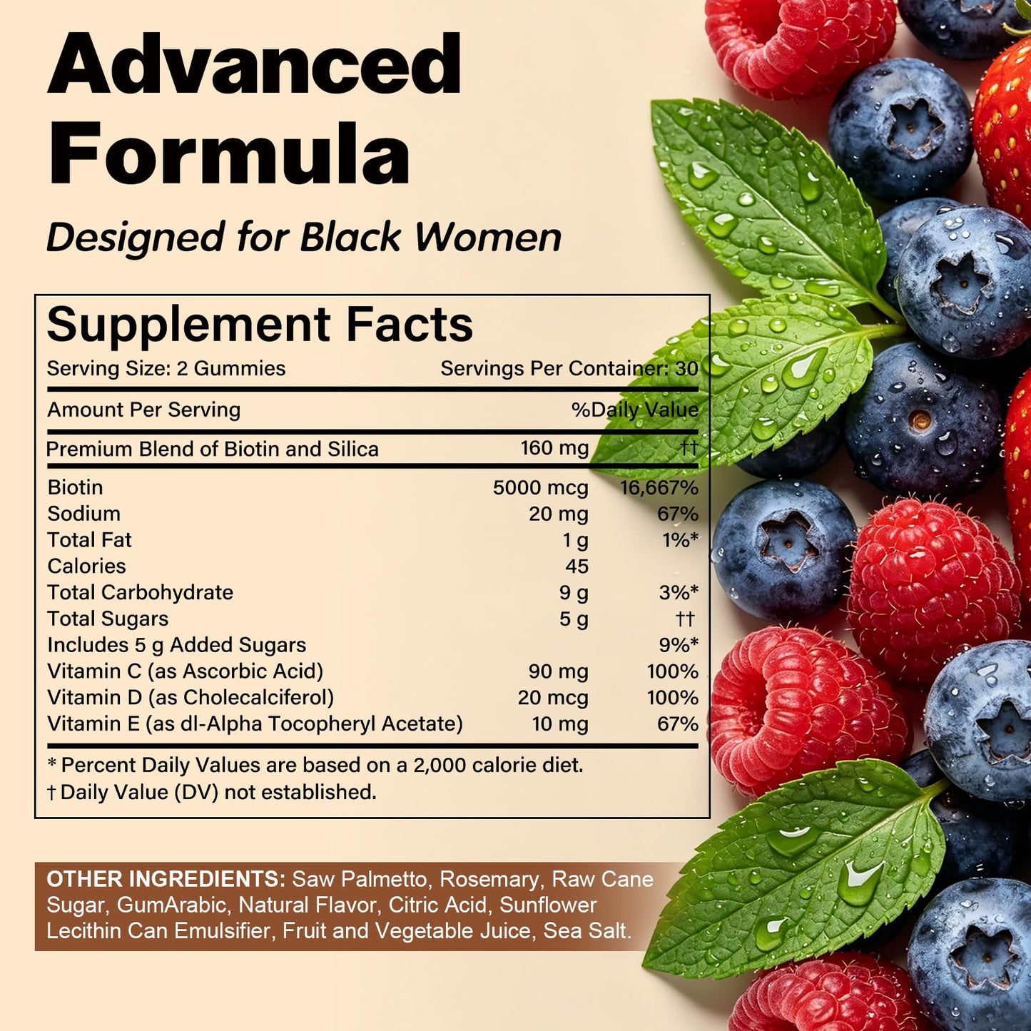 VitalXtra Hair Growth Gummies with Biotin 5000 mcg, 60 Gummies