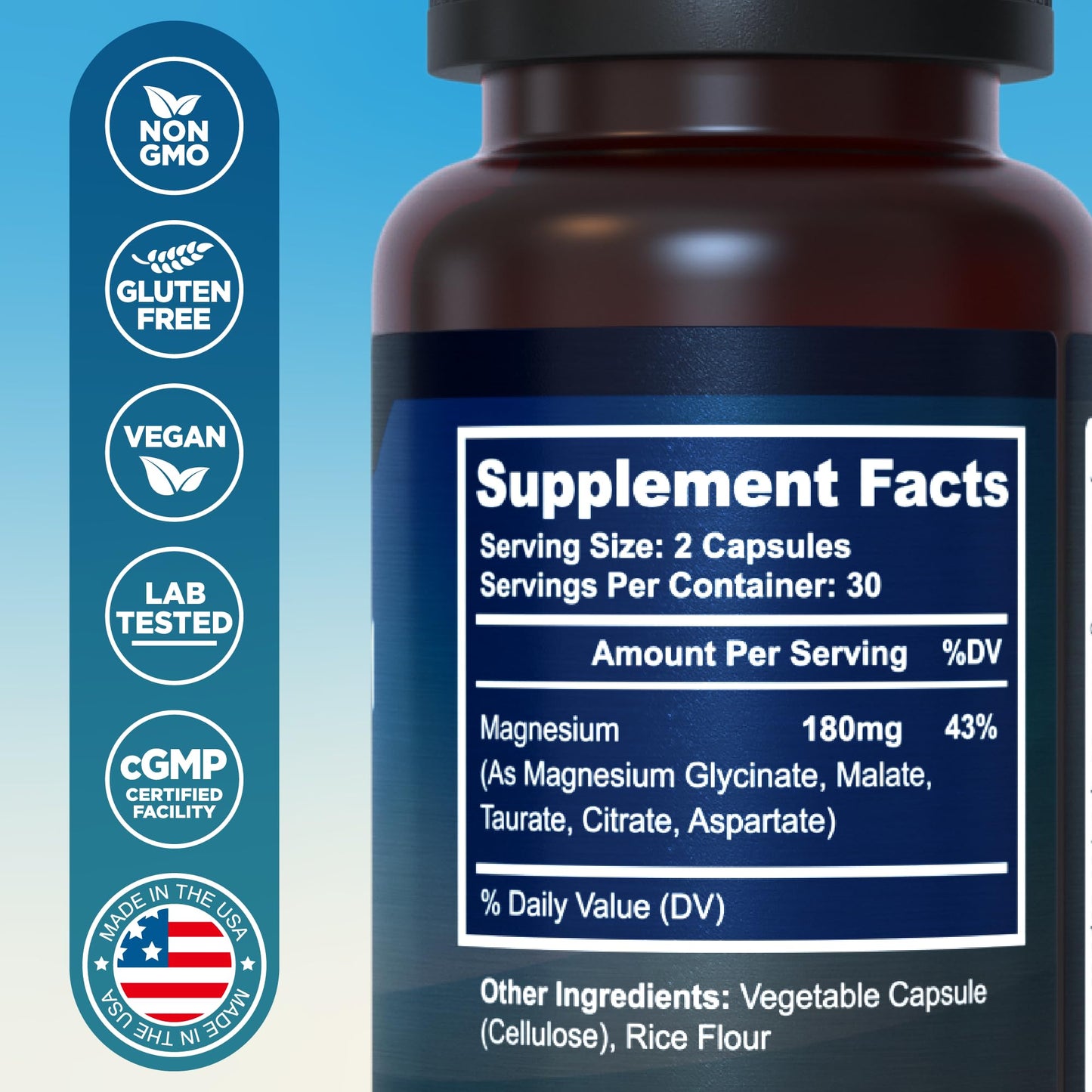 MyoActivo Chelated Magnesium 5 Capsules, 180 Count
