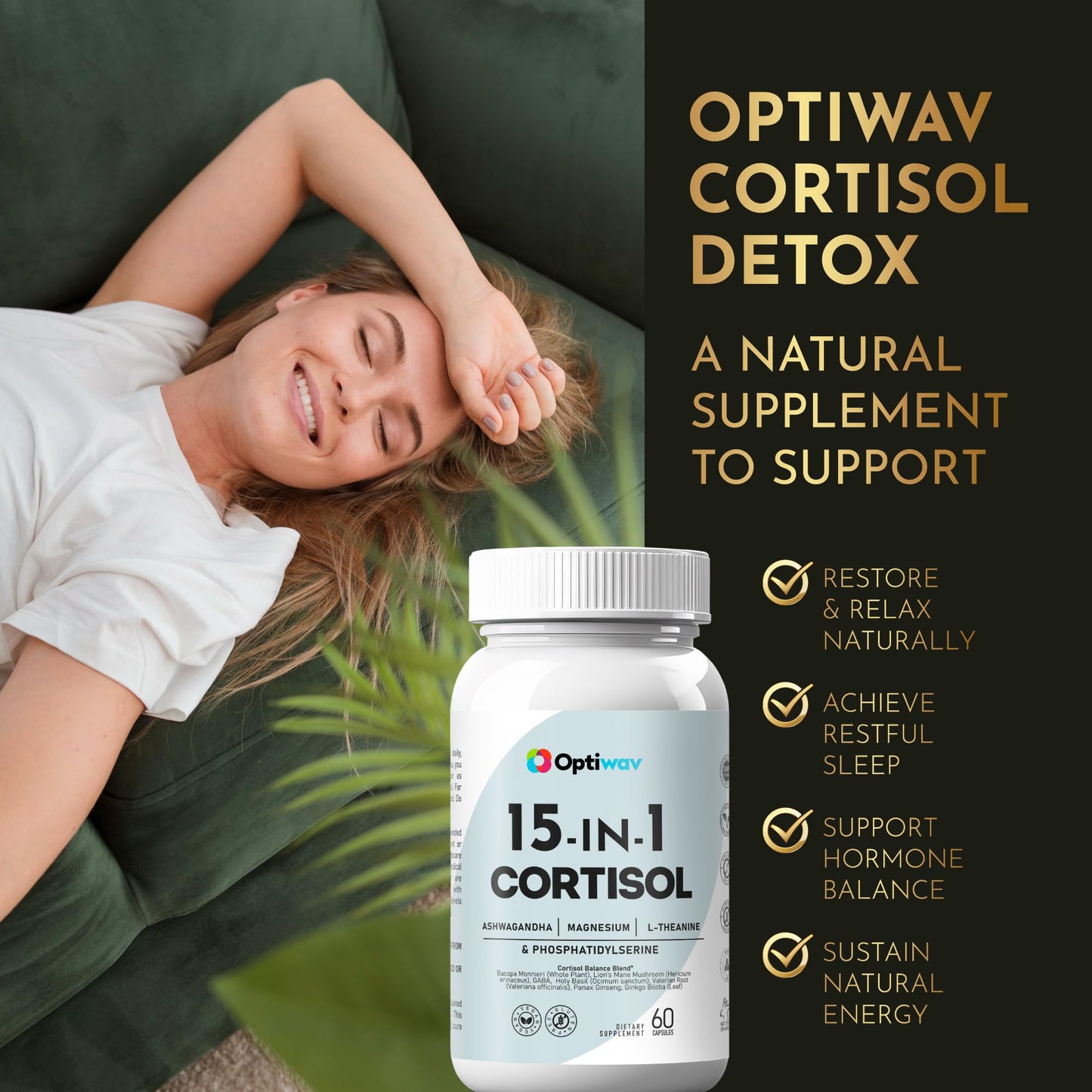 Optiwav Cortisol Detox Supplement Capsule, 60 Count