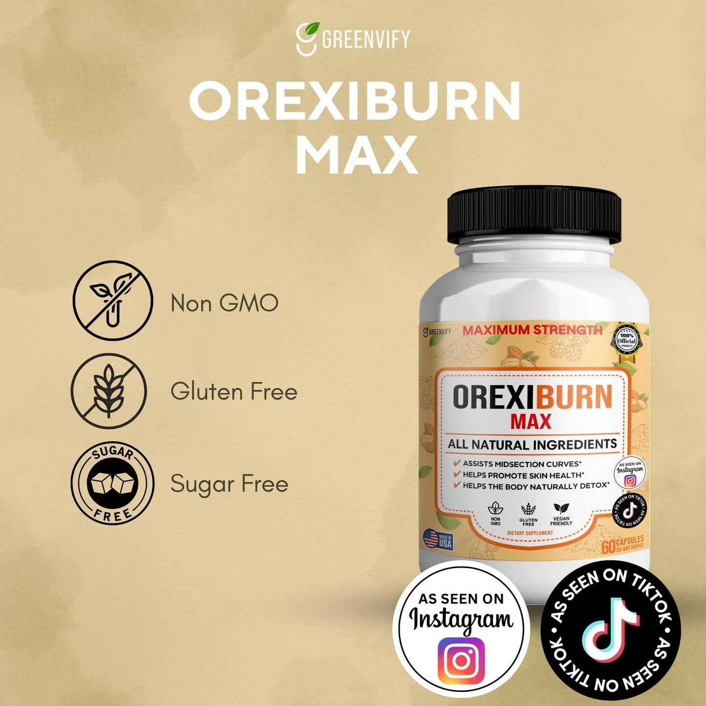 GREENVIFY Orexiburn Max Maximum Strength Supplement Capsules, 60
