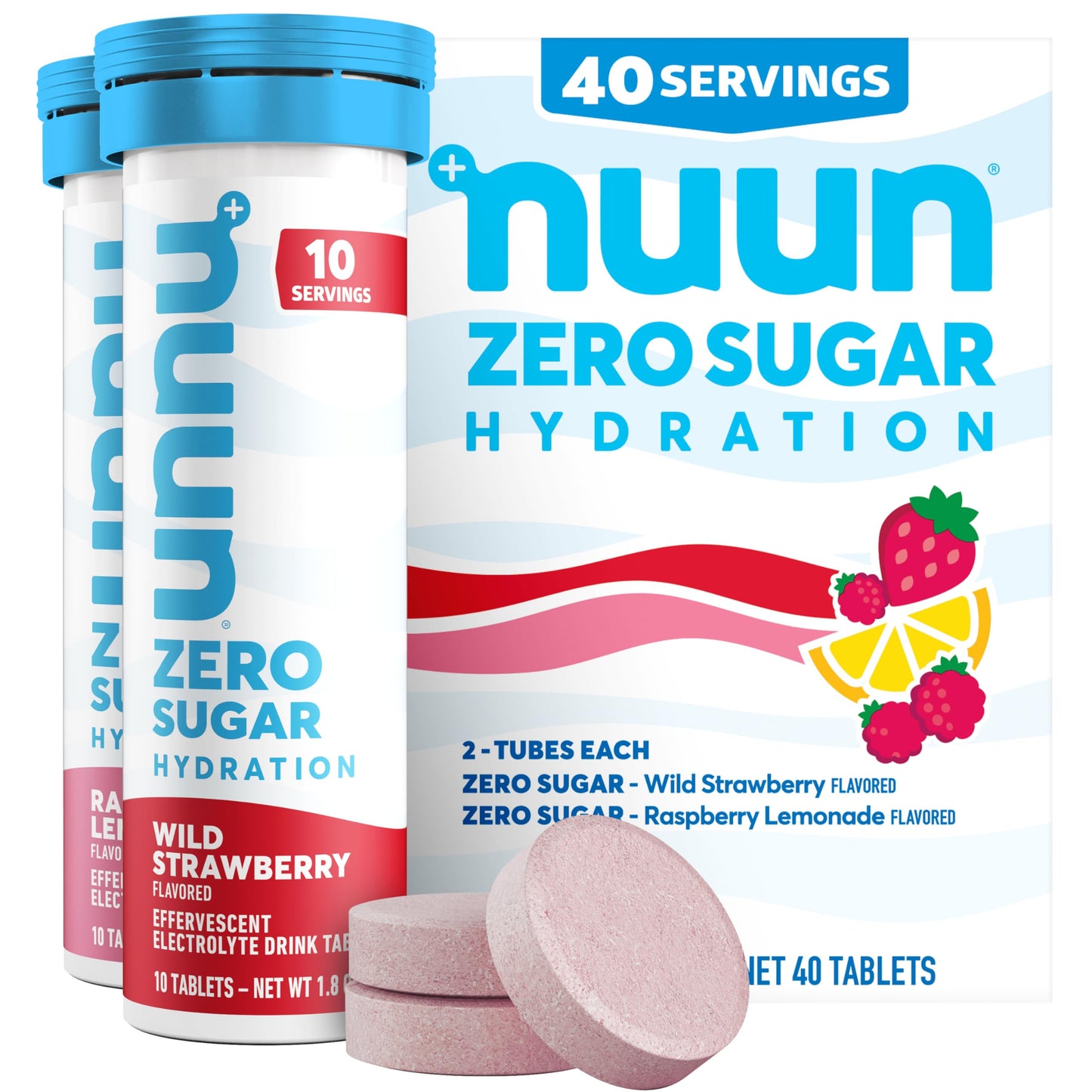 Nuun Zero Sugar Hydration Electrolyte Tablets Mixed Berry, 40 Count