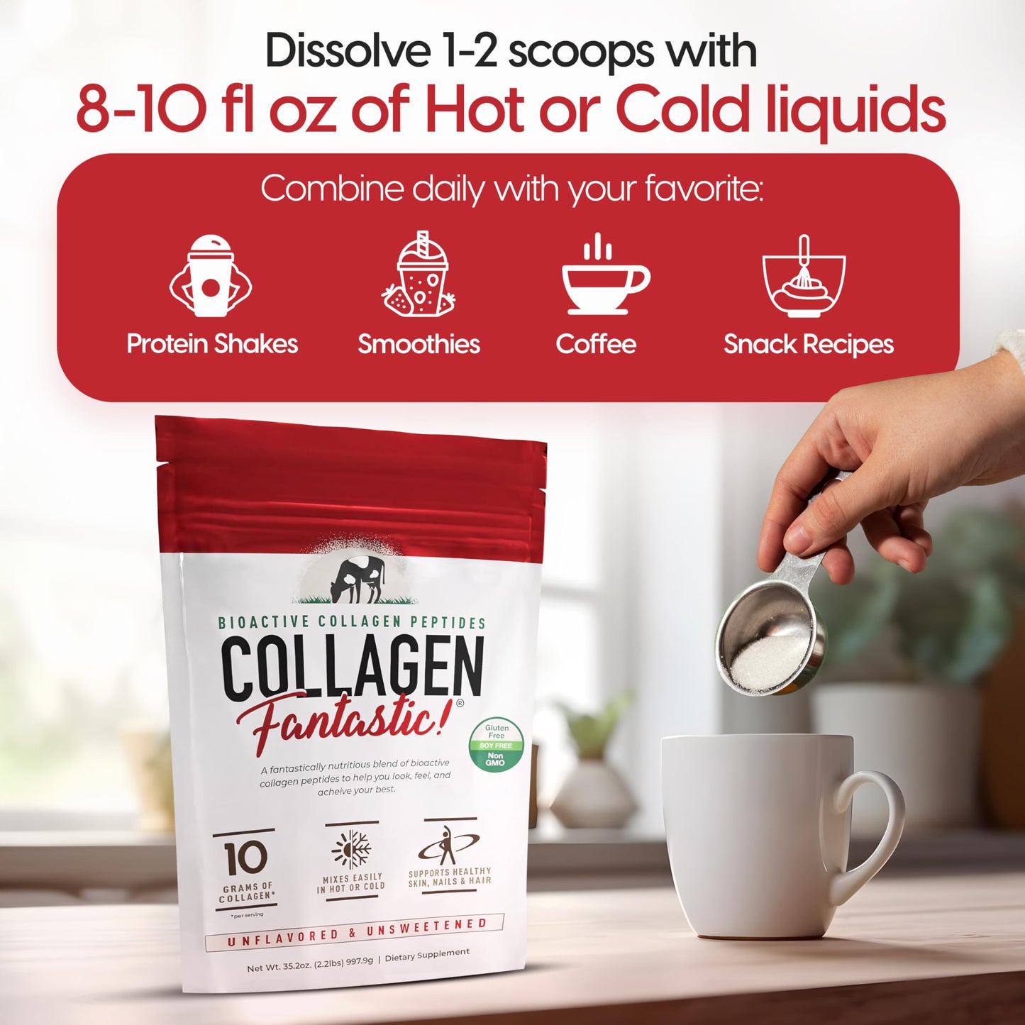 Fantastic Nutrition Collagen Peptides Unflavored Powder 90 Servings