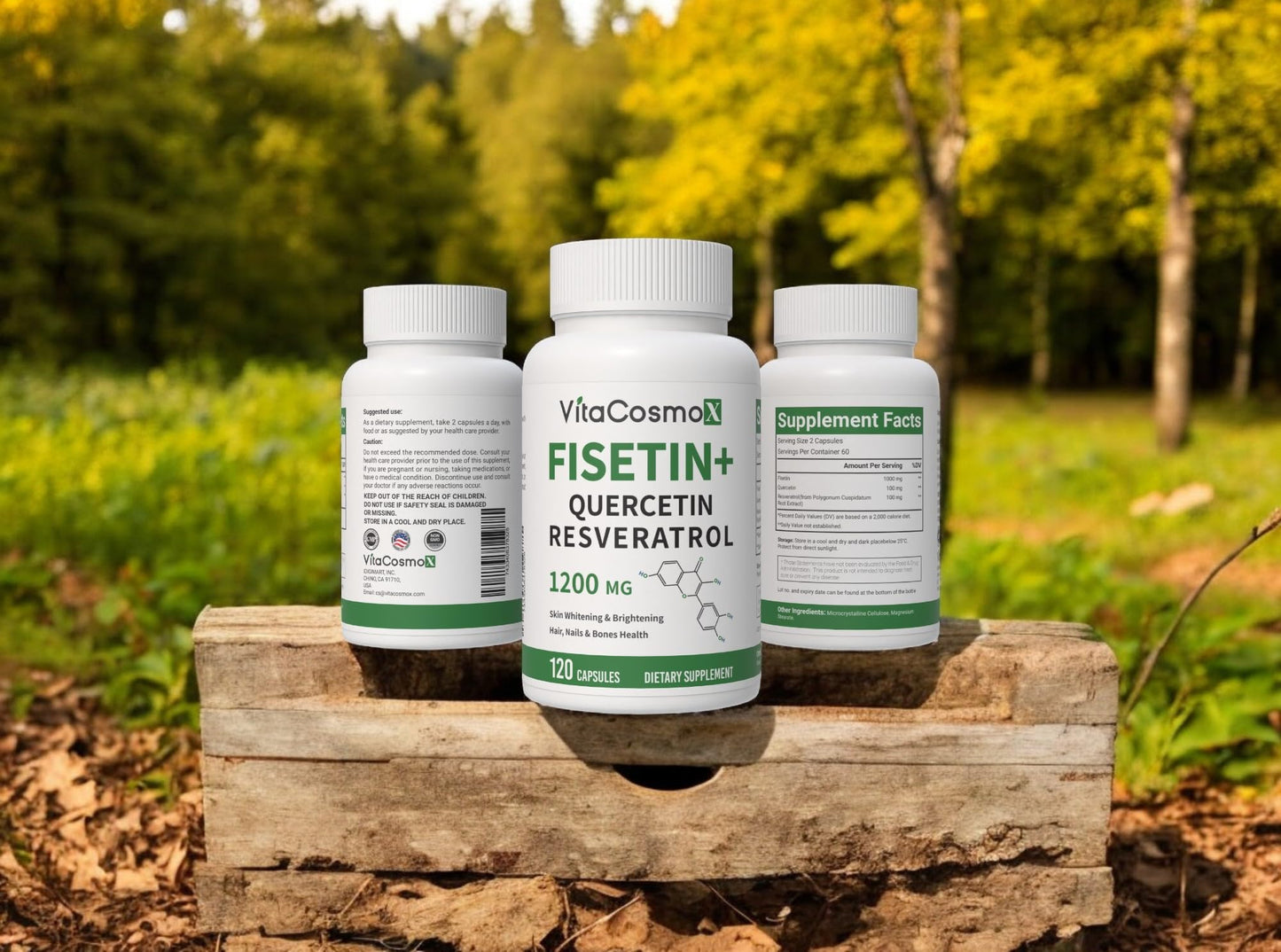 VitaCosmoX Fisetin Quercetin Resveratrol Supplement Capsule, 120 Count