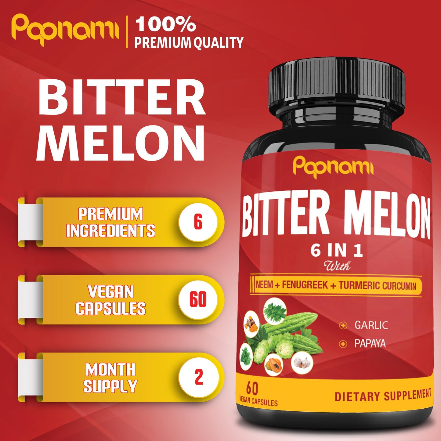 Papnami Organic Bitter Melon Extract Capsules 60 Count