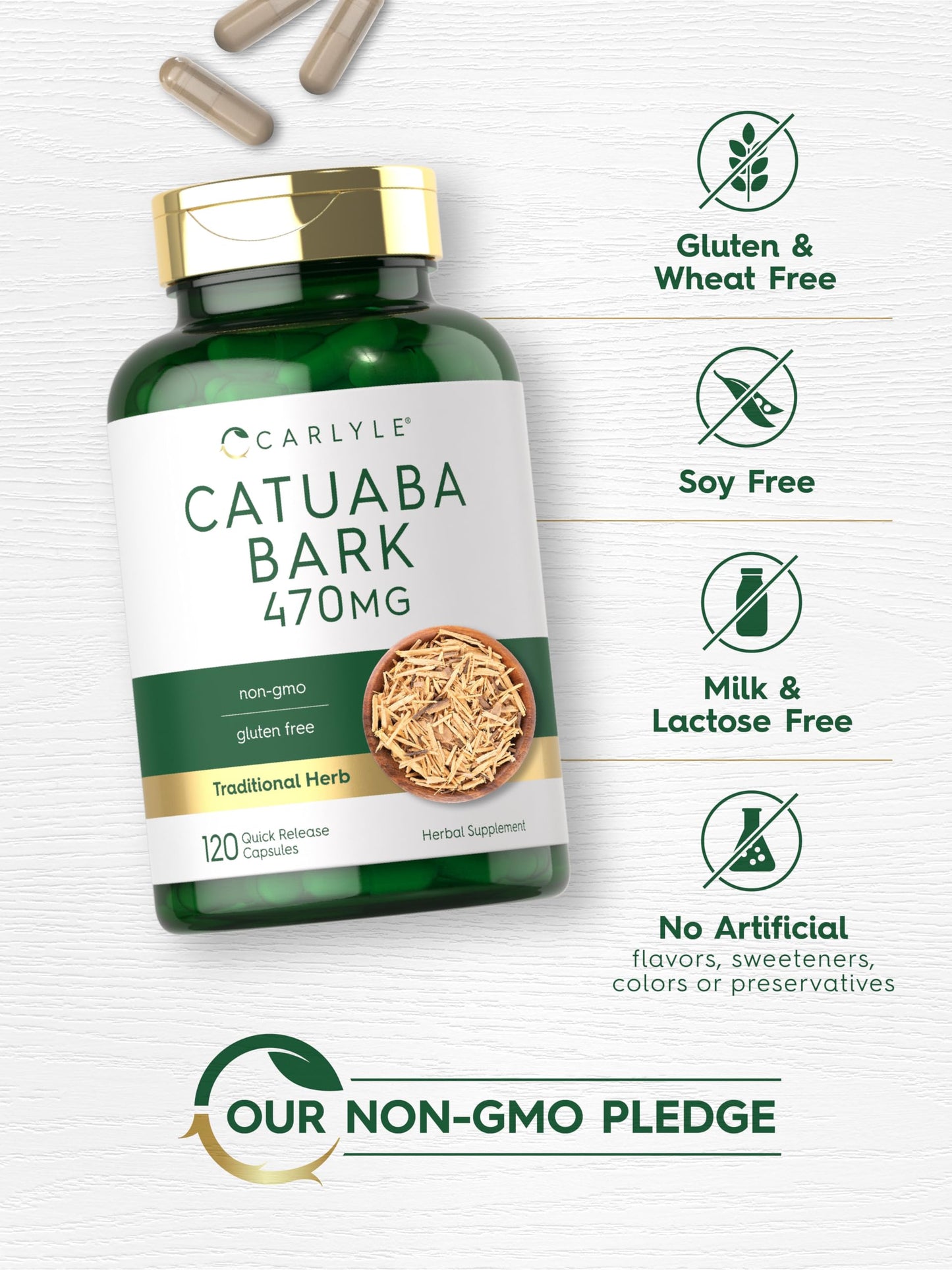 Carlyle Catuaba Bark Supplement 470mg 120 Capsules