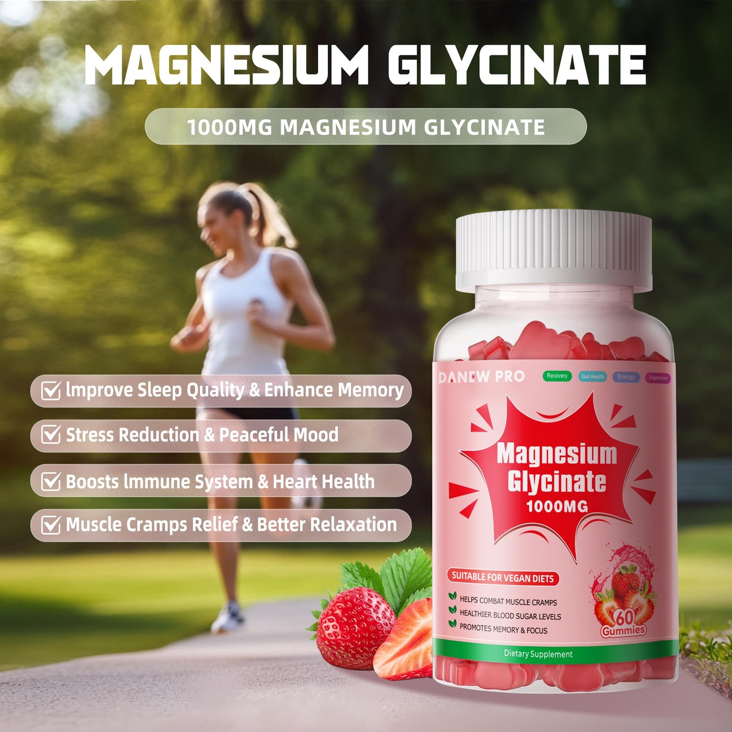 DANEW Pro Magnesium Glycinate Gummies Strawberry 120 Gummies