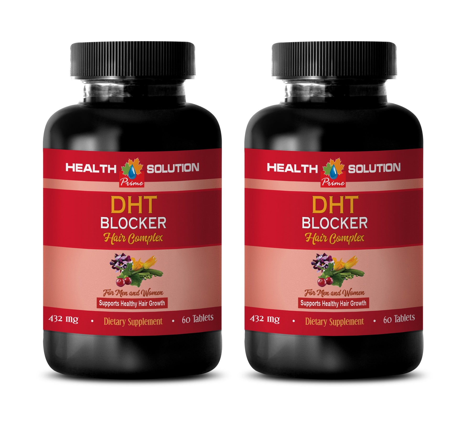 Health Solution Prime Hair Growth Hair Vitamins Without Biotin - DHT Blocker Hair Complex - for Men and Women - Saw Palmetto Extract Capsules, 2 Bottles