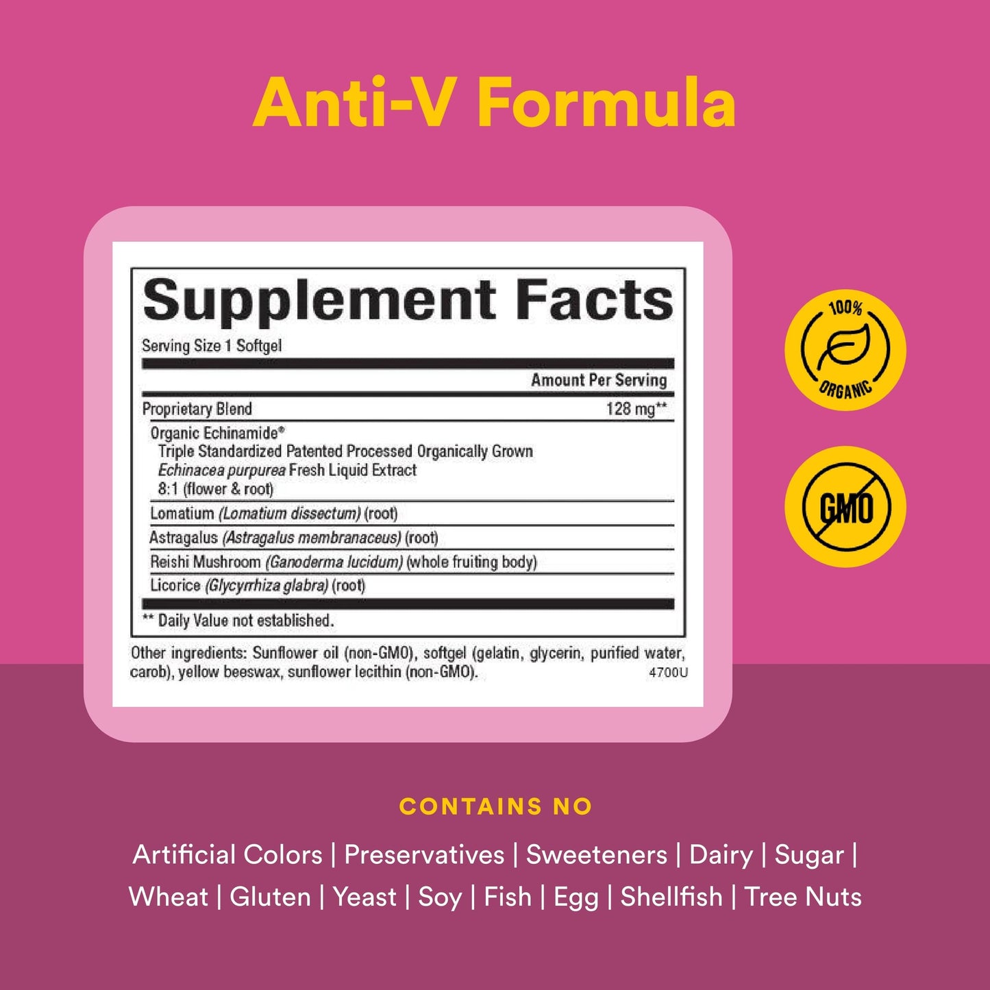Natural Factors Anti-V Formula Healthy Immune System Support Supplement - Herbal Immune Health Supplement with Reishi Mushroom & Licorice Root Softgels, 60 Count