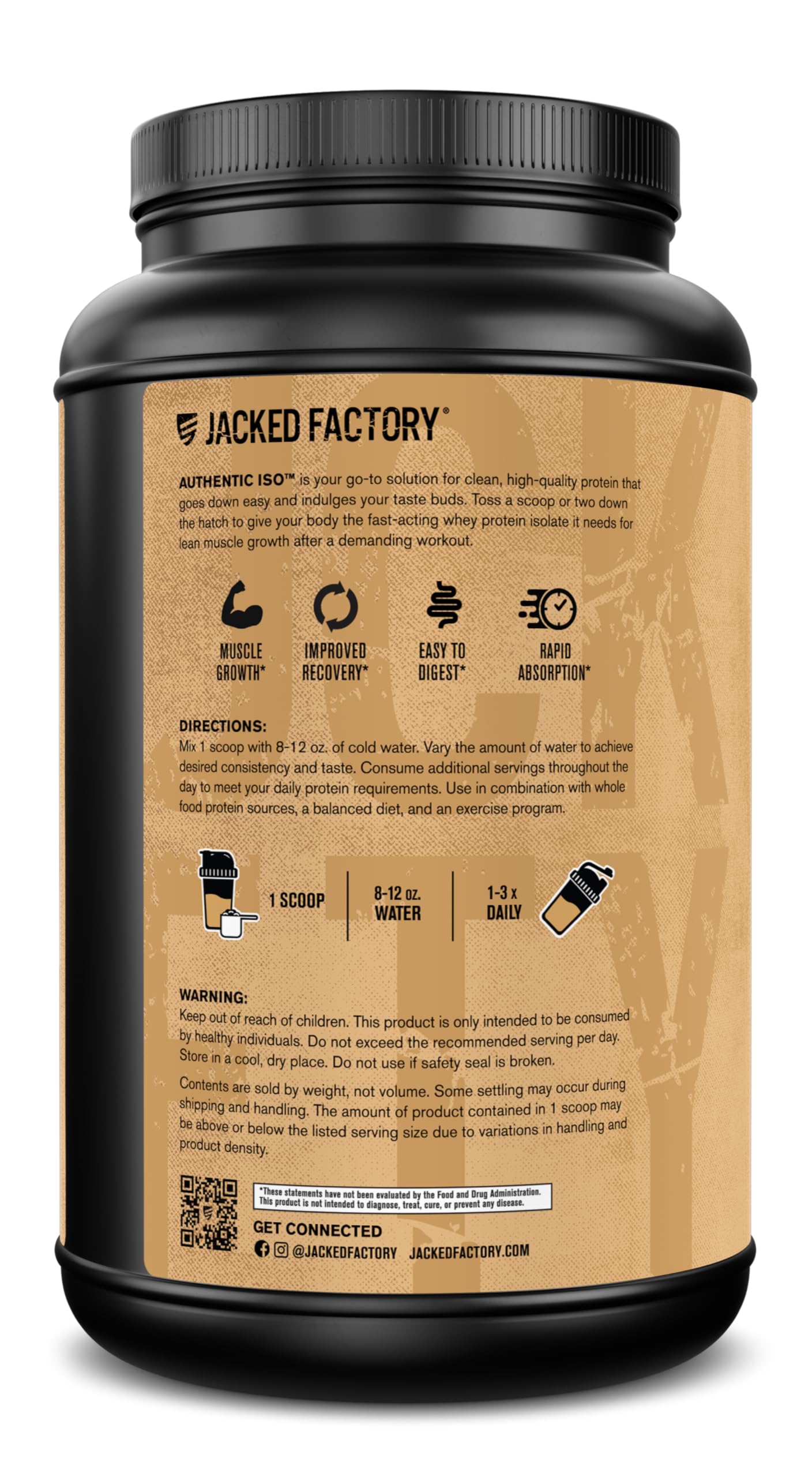 Jacked Factory Authentic ISO Grass Fed Whey Protein Isolate Powder - Low Carb, Non-GMO Muscle Building Protein with No Fillers, Post Workout Recovery, Cinnamon Cereal Splash, 25 Servings