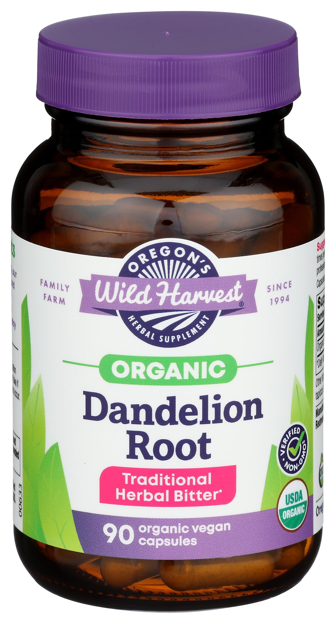 Oregon's Wild Harvest Dandelion Root Organic Supplement Capsules, 90 Capsules