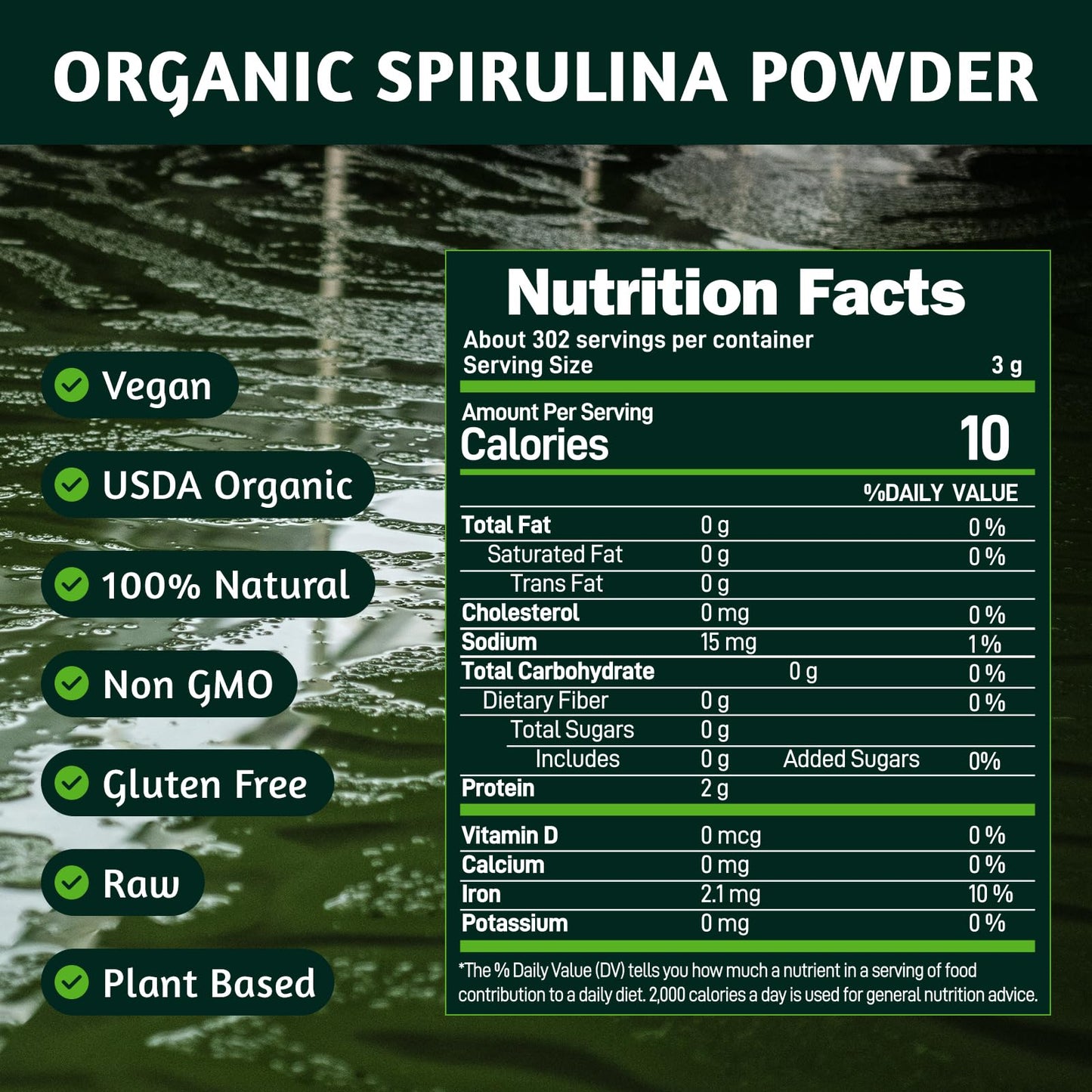 ATNreuro Organic Spirulina Powder, 32 oz
