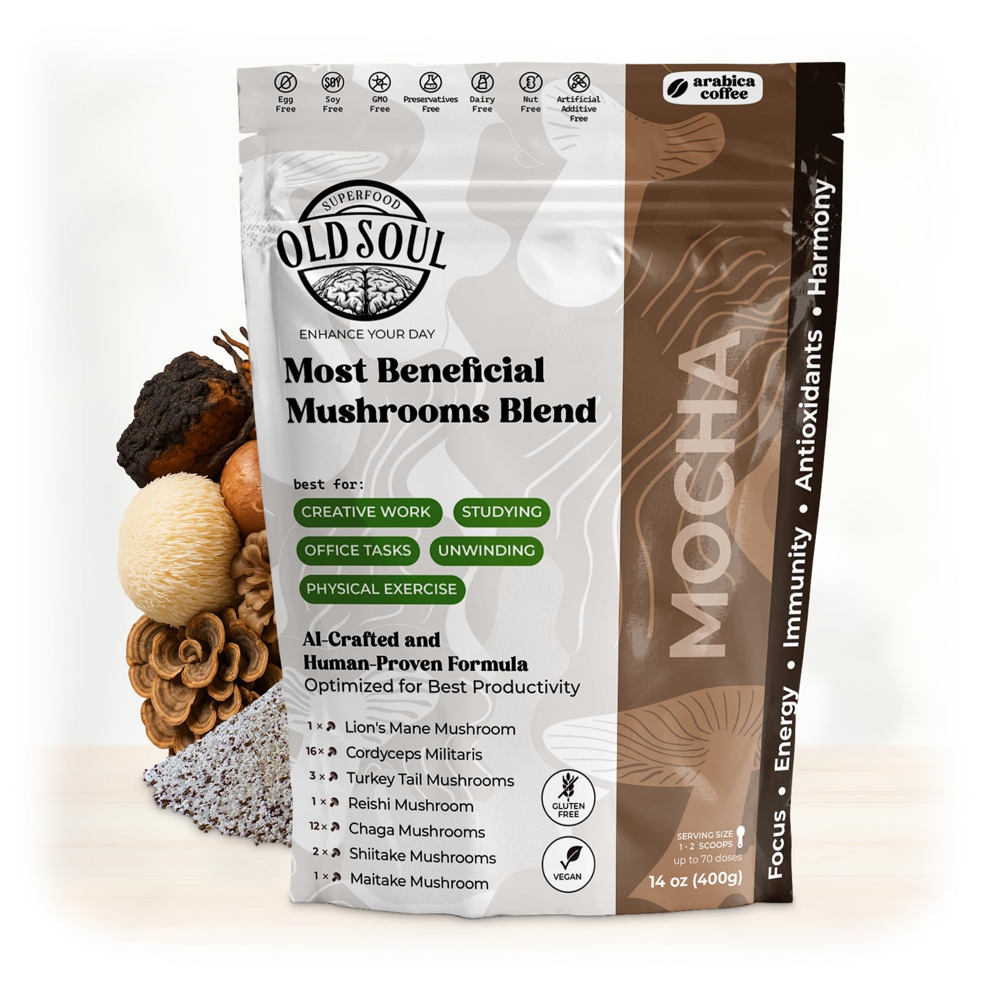 MIXES OLDSOUL OldSoul Superfood Mushrooms Black Coffee Blend Powder 14