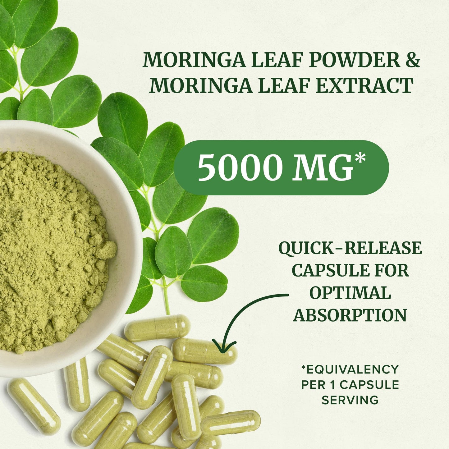 Nobi Nutrition Moringa 5000mg Capsules, 60 Count