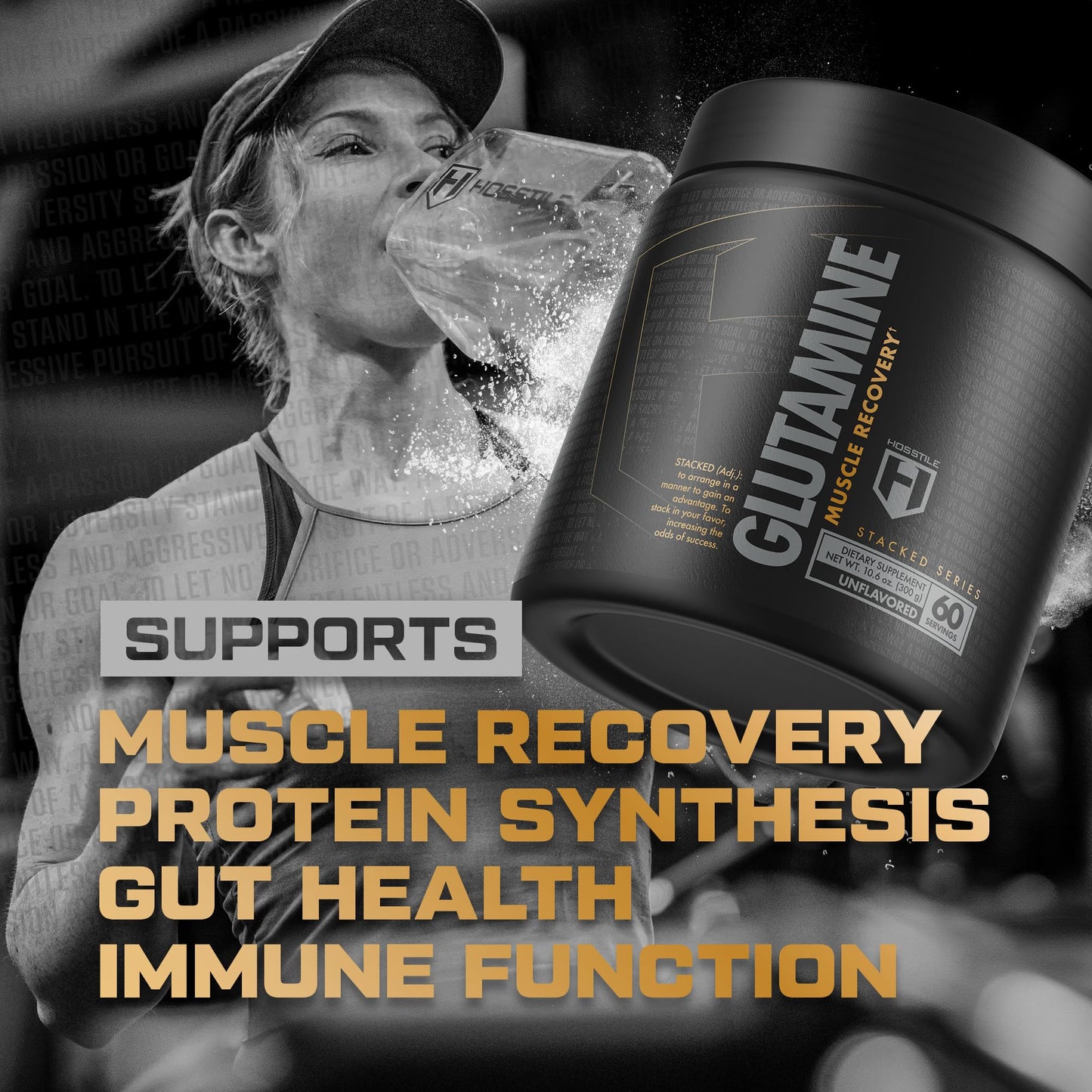HOSSTILE L-Glutamine Powder 10.6 Ounce