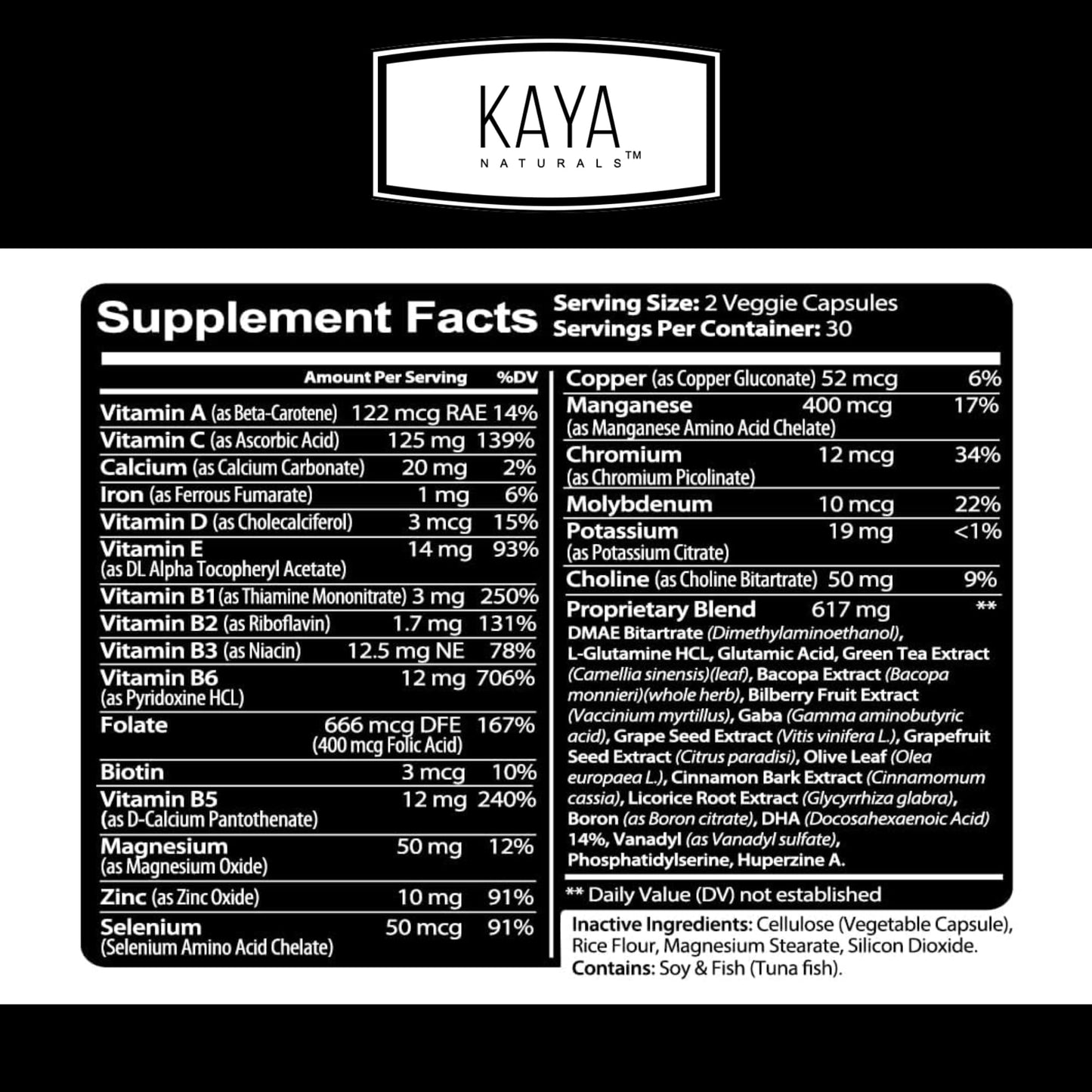 Kaya Naturals Nootropic Brain Booster Capsule 60 Count