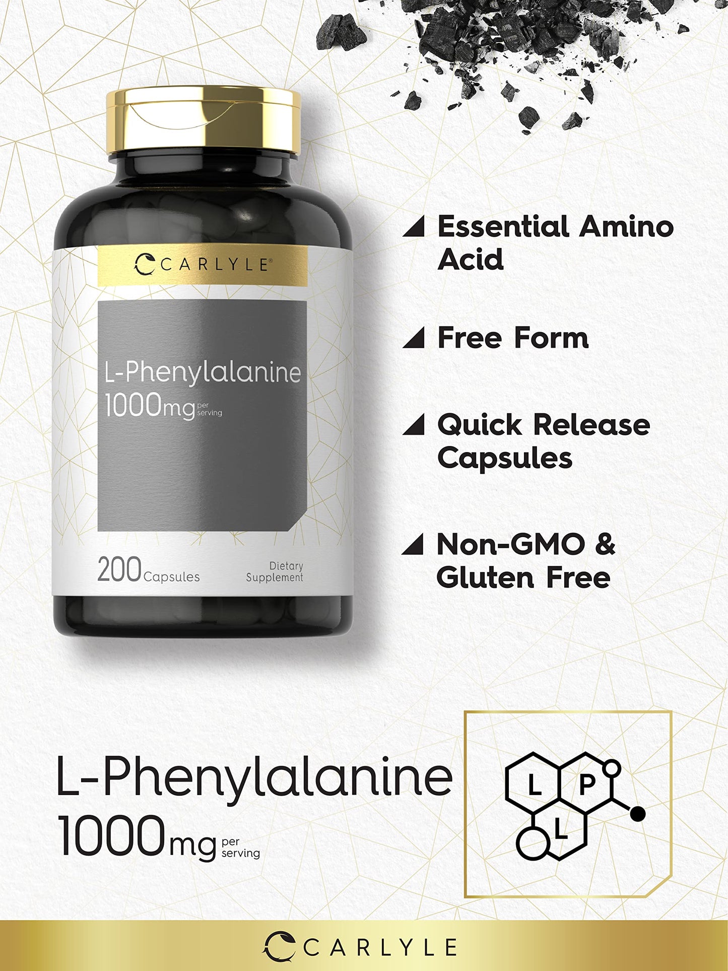 Carlyle L-Phenylalanine 1000mg Capsules, 200 Count