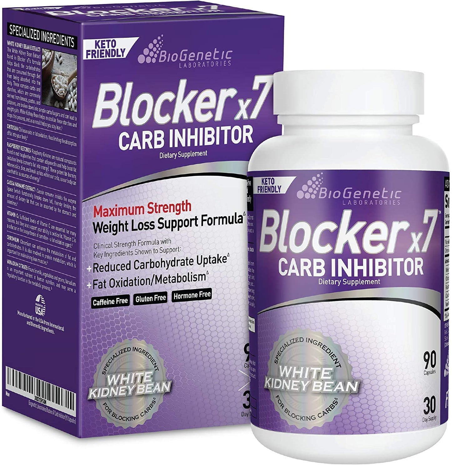 BioGenetic Laboratories Carb Blocker X7 White Kidney Bean Capsules, 90 Count