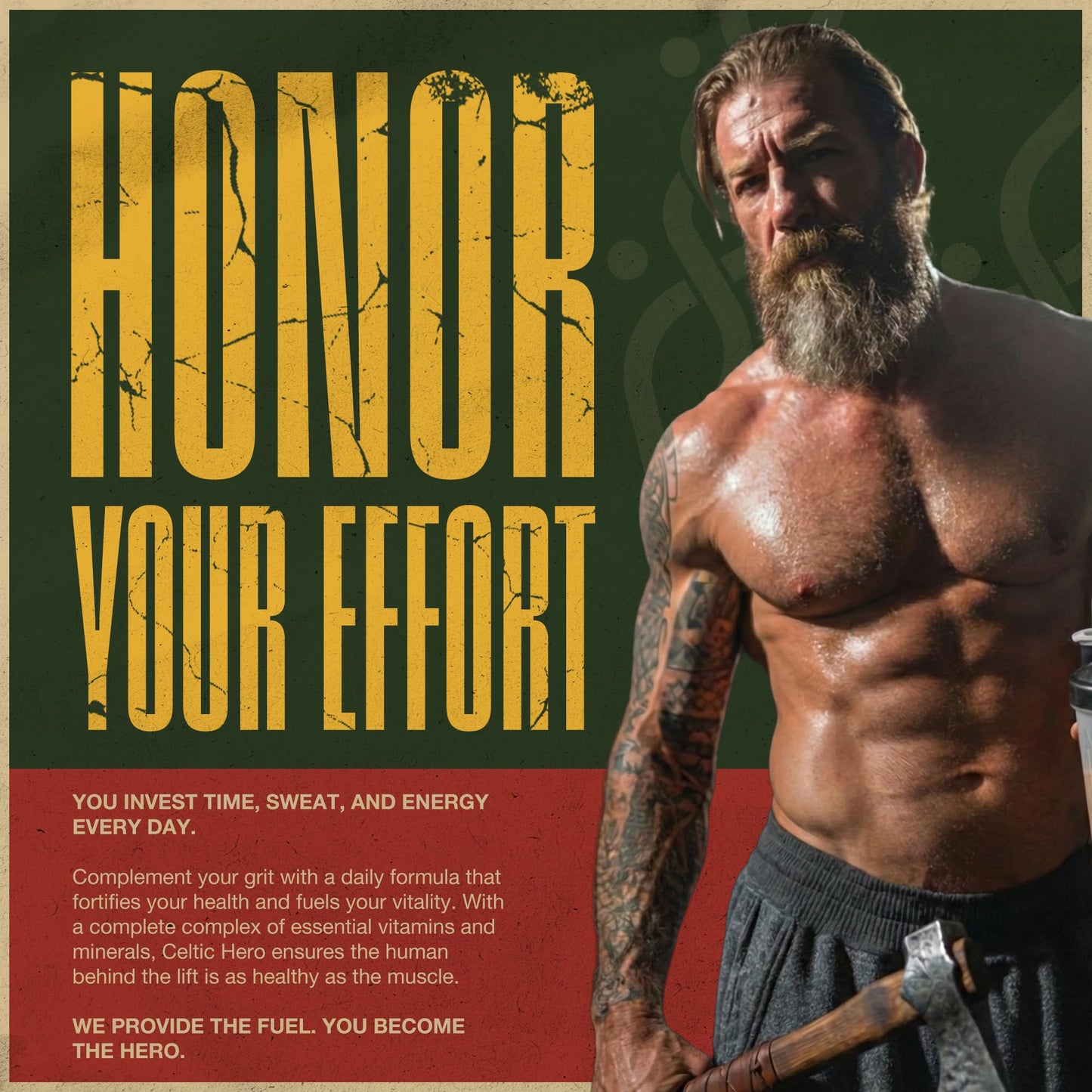 Celtic Hero Daily Multivitamin Complex for Men with B Vitamins Complex, Vitamin A, Vitamin D, Zinc, Selenium, Copper, Strength, Energy and Health Support Supplement, Antioxidant-Rich Vitamins for Men, 60 Capsules