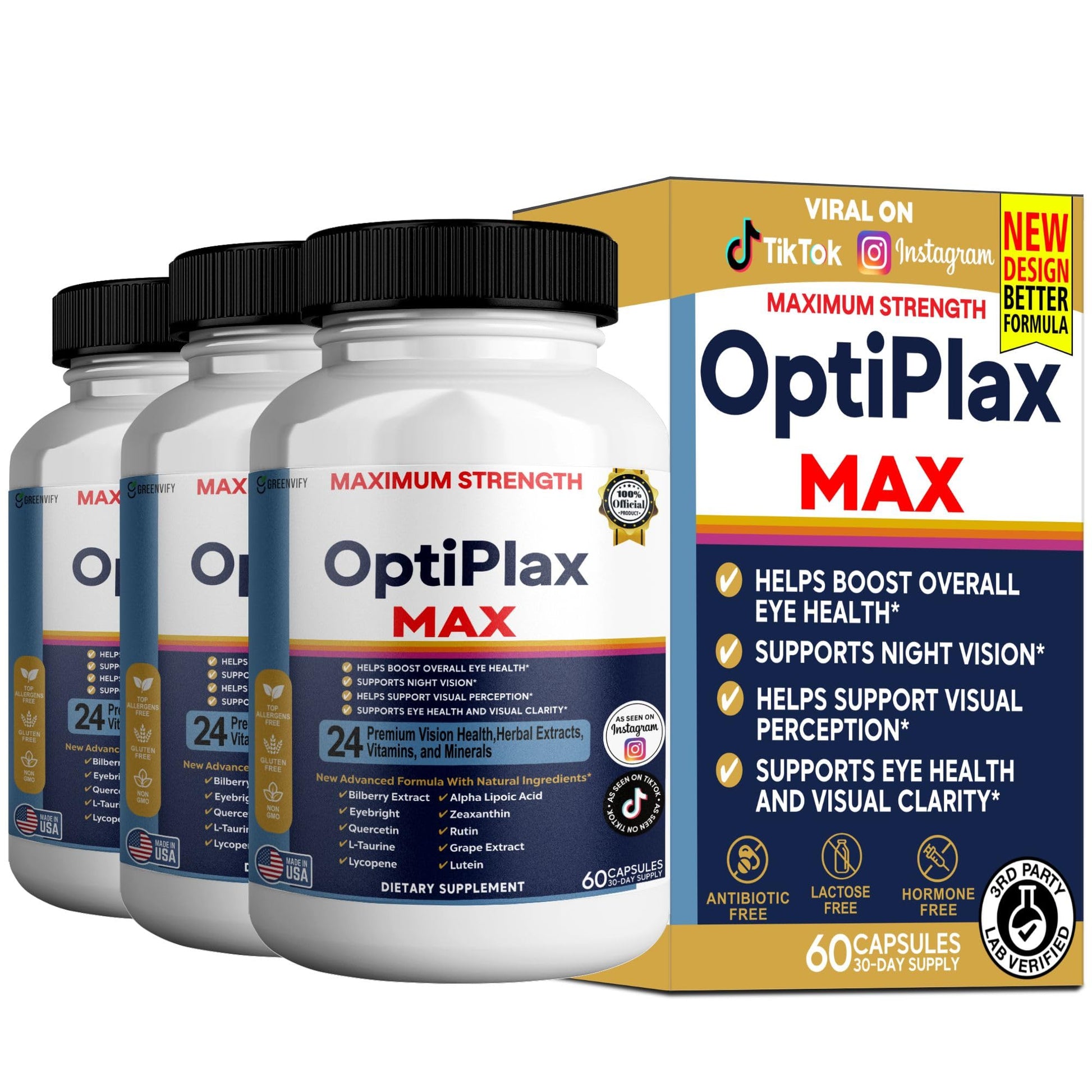 GREENVIFY OptiPlax Max Vision Support Supplement Capsule, 60 Capsules
