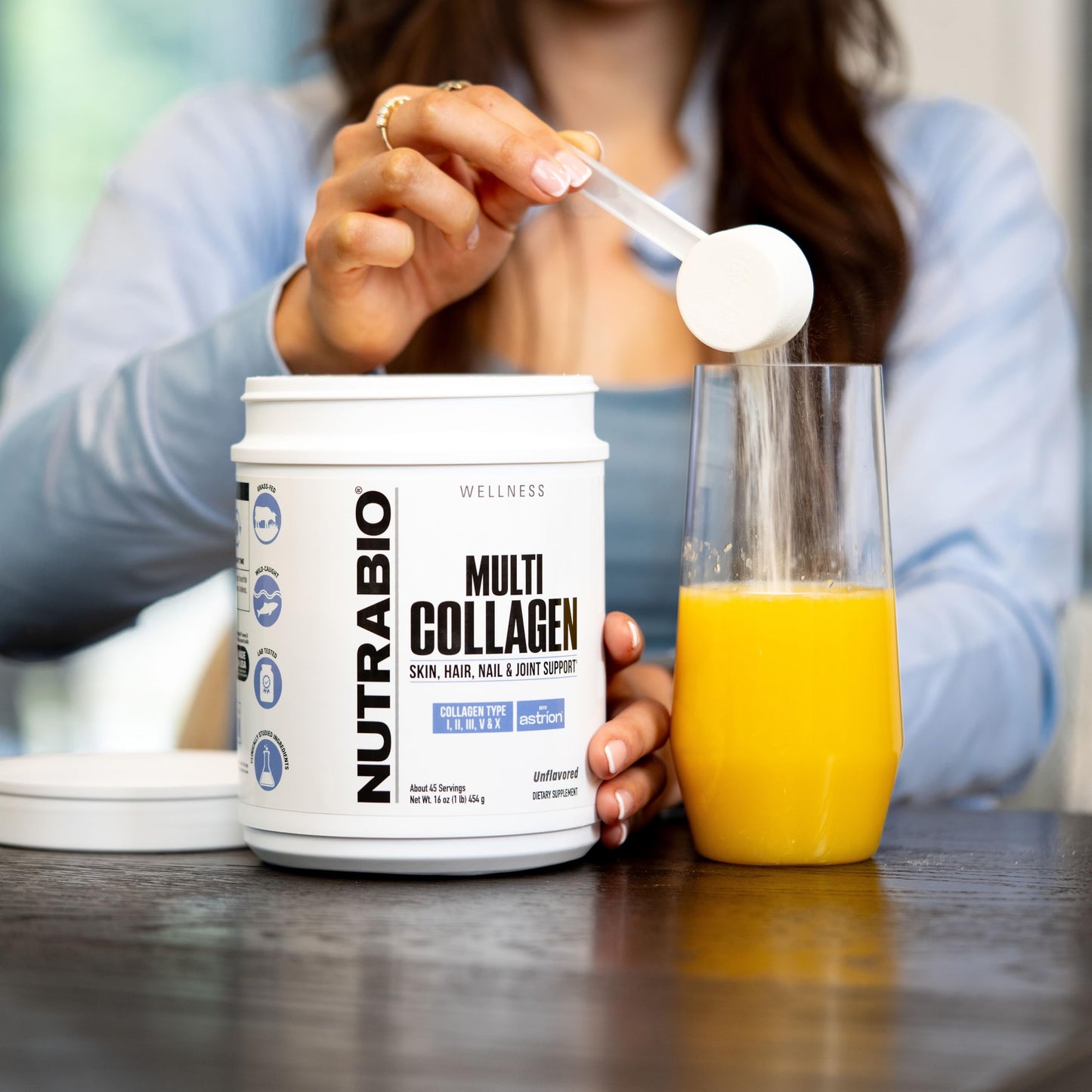 NutraBio Multi Collagen Powder - Hydrolyzed Collagen Peptides for Glowing Hair & Skin - Grass-Fed - Collagen Powder for Women and Men - 14.2 Ounce