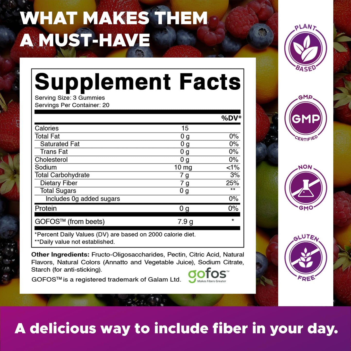 Vitamatic Prebiotic Fiber Gummies for Adults, 240 Gummies