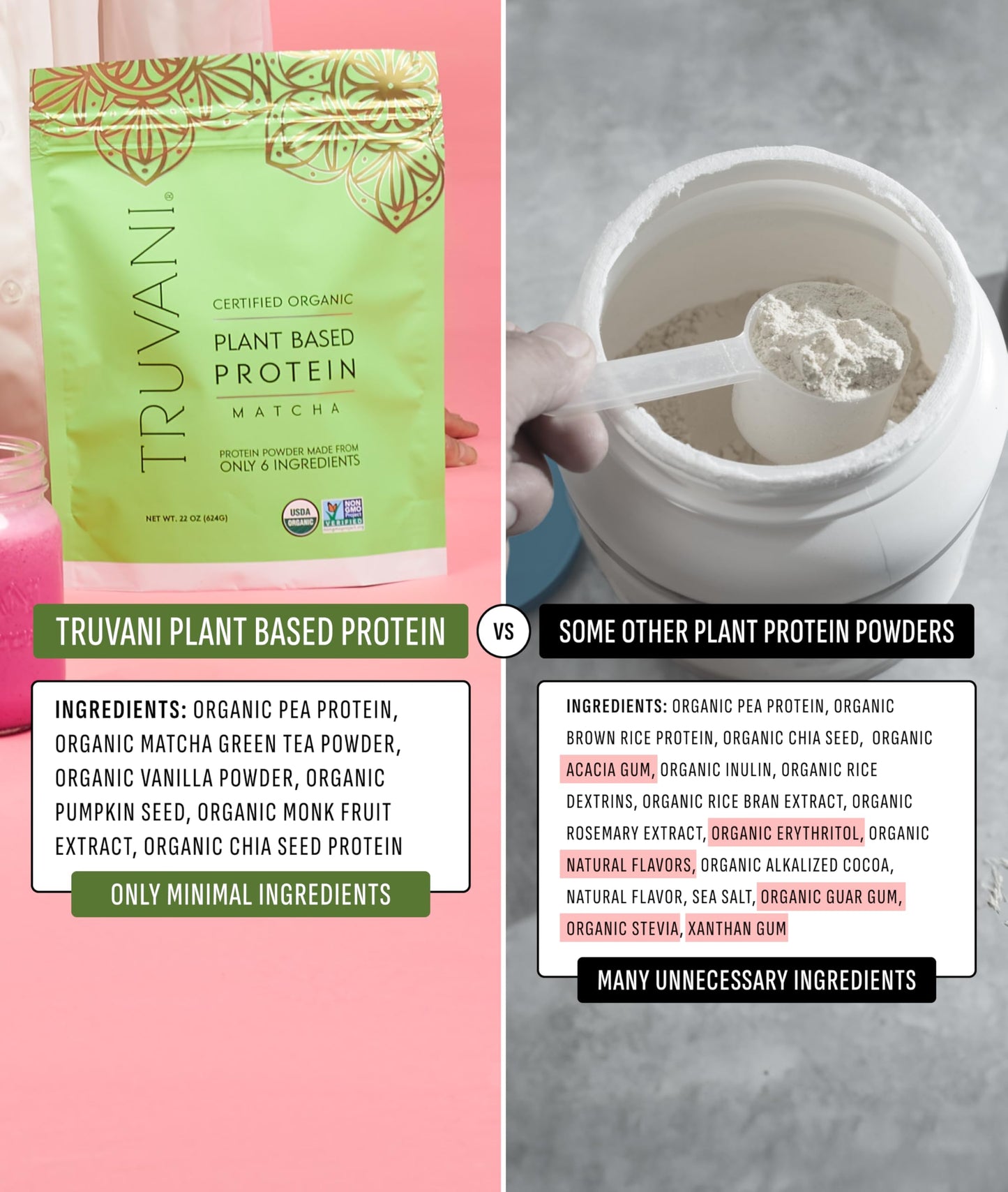 Truvani Vegan Pea Protein Powder, 20 Servings